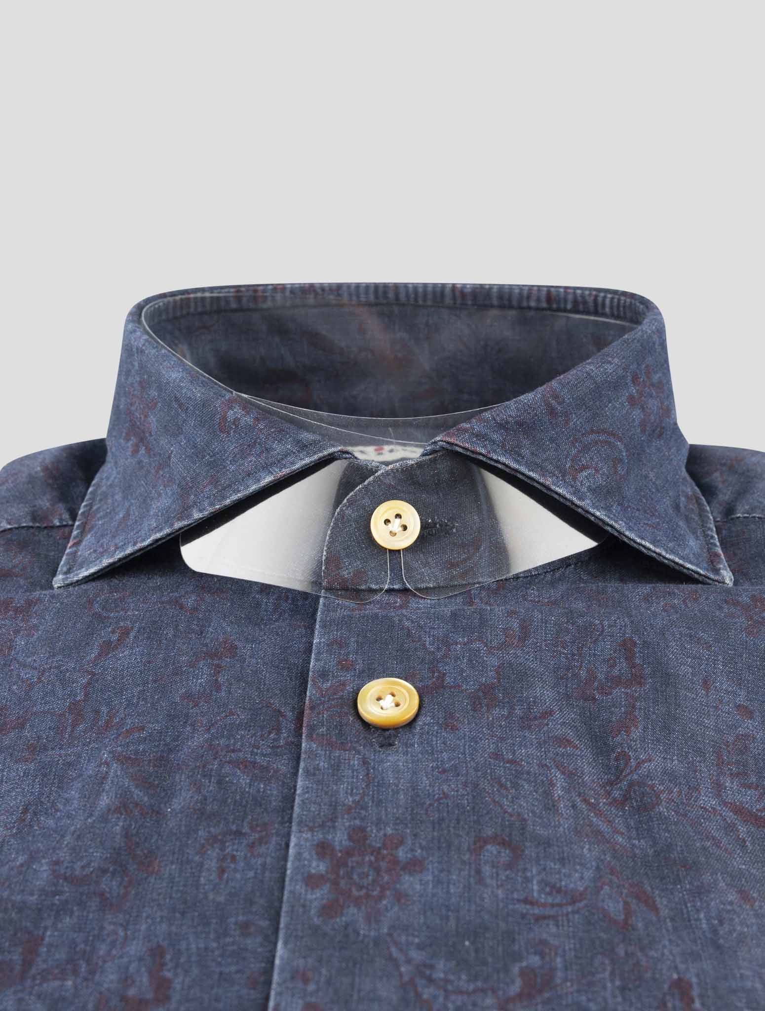 Kiton Blue Cotton Shirt