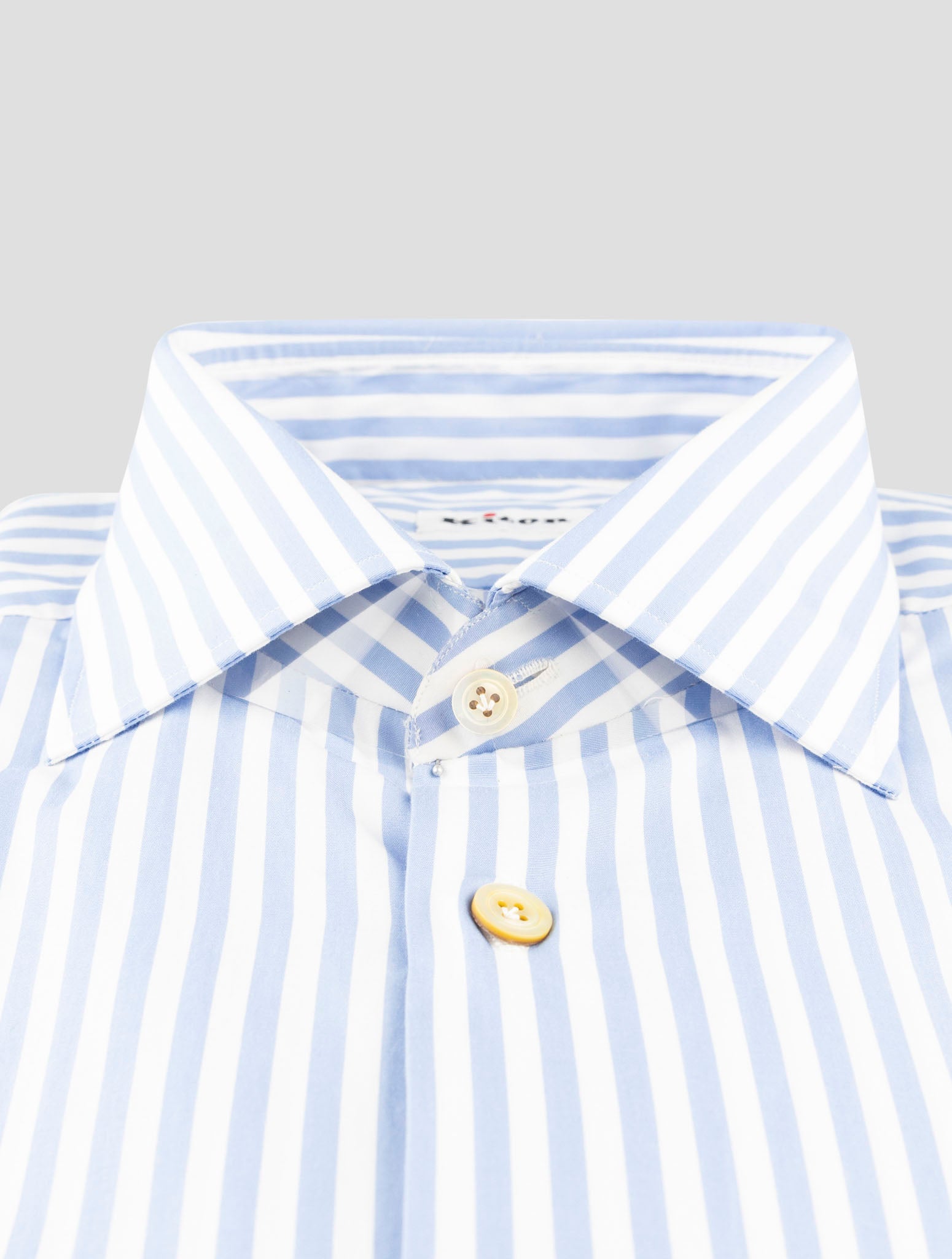 Kiton  Light Blue White Cotton Shirt