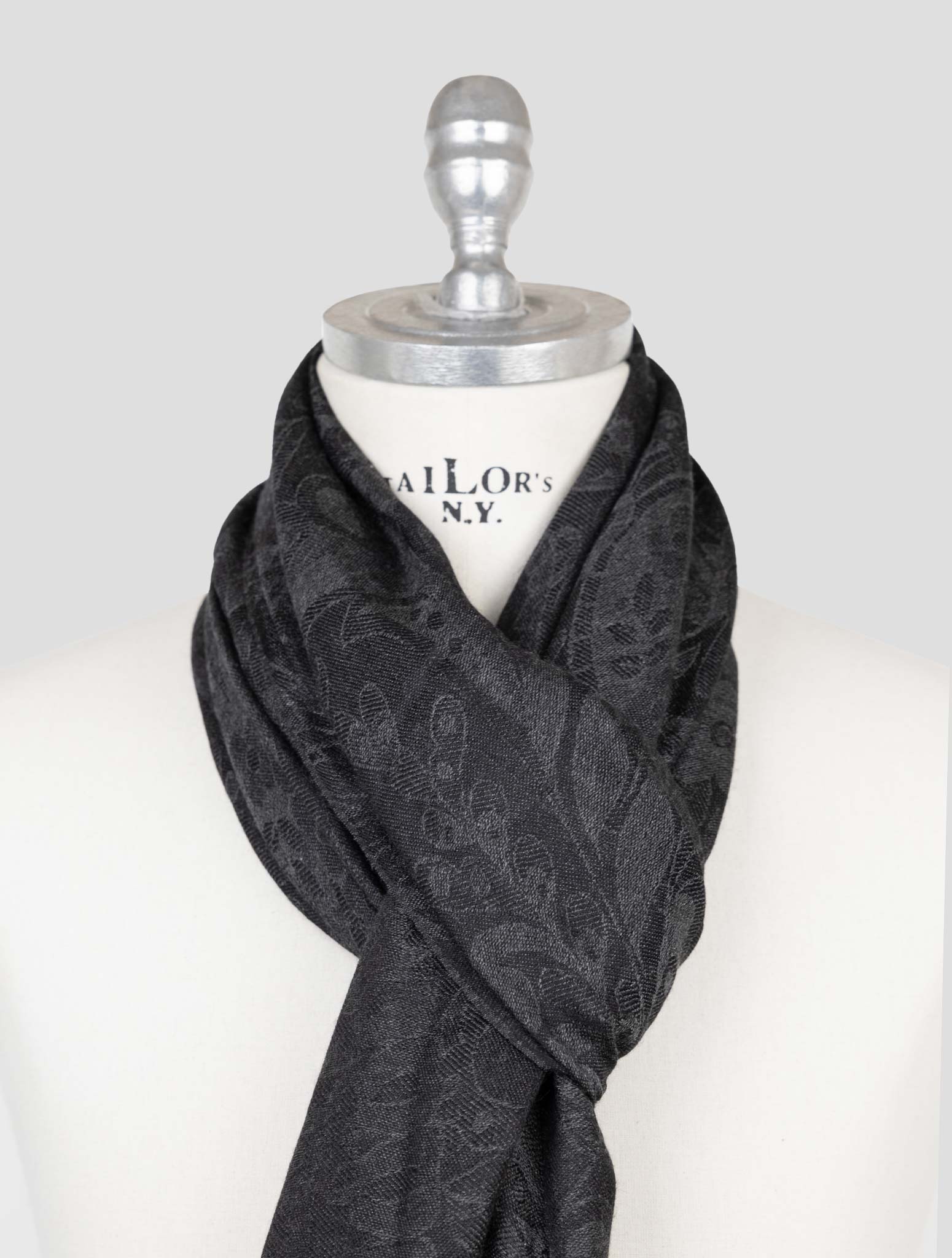 Kiton Gray Wool Silk Scarf
