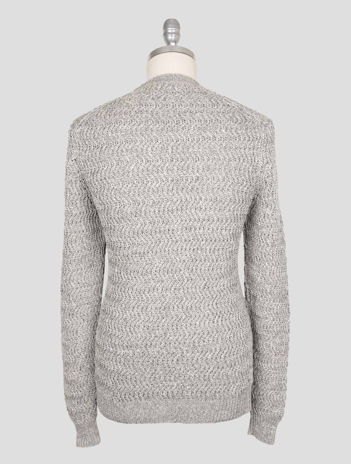 Kiton Gray Cotton Linen Sweater Crewneck