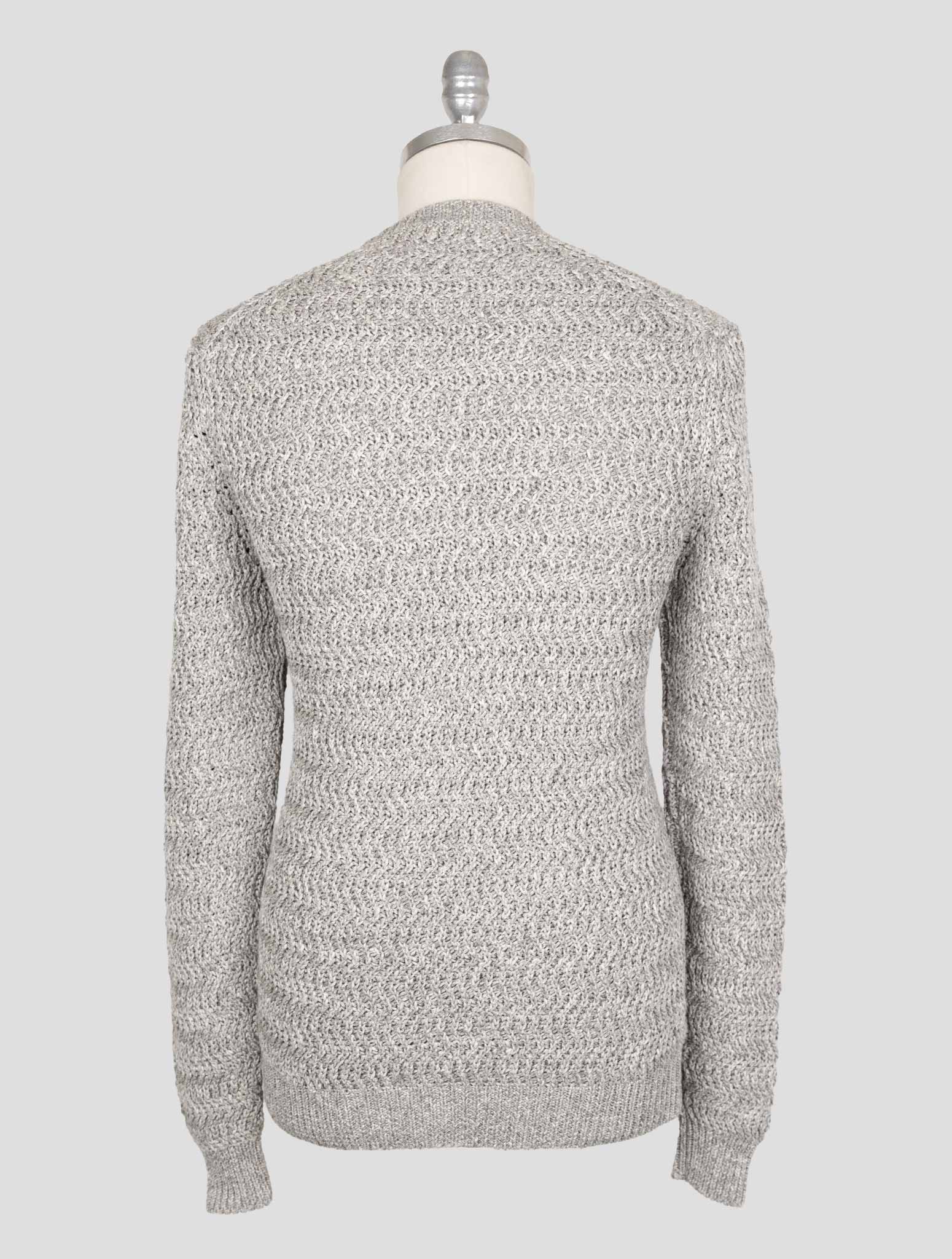 Kiton Gray Cotton Linen Sweater Crewneck
