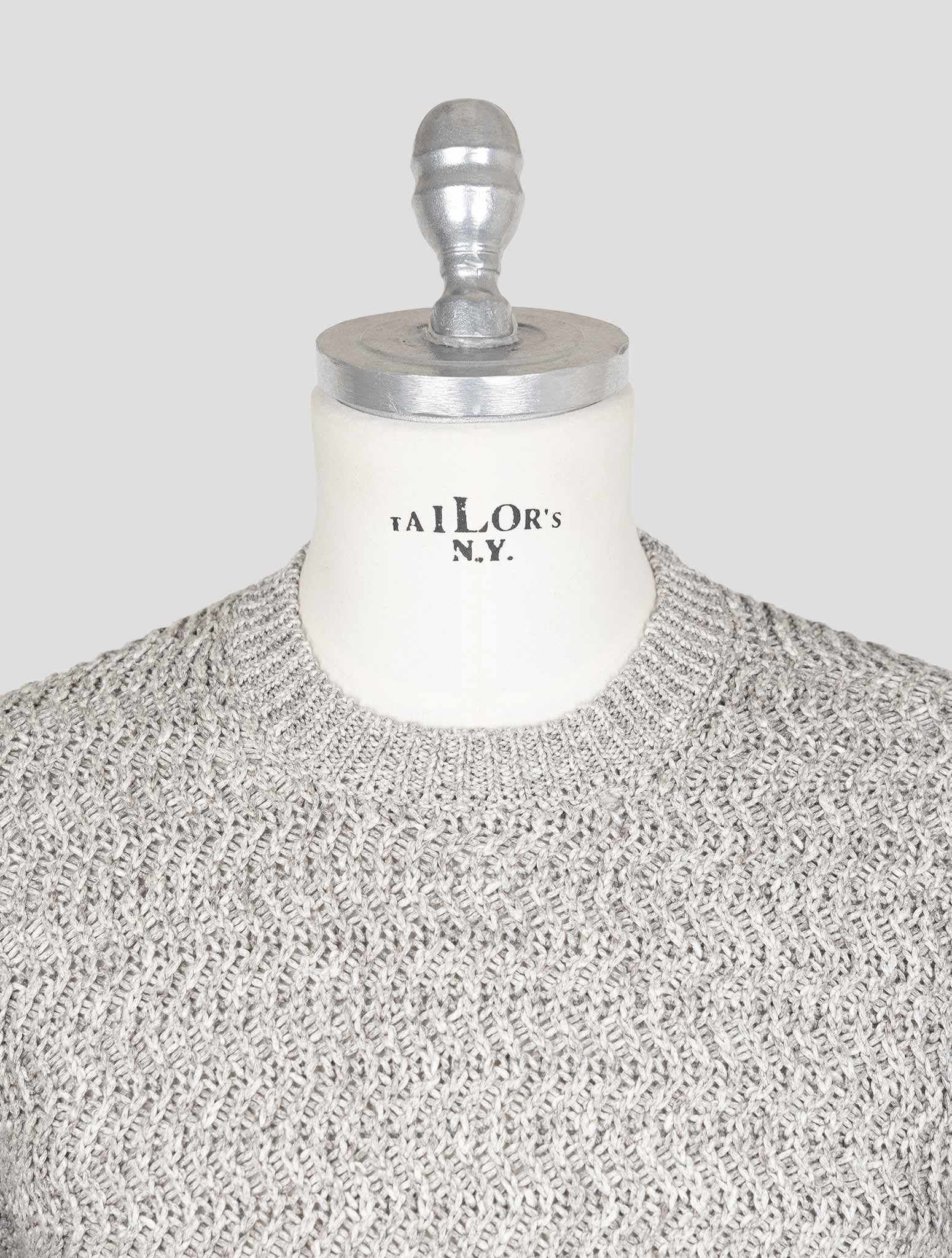 Kiton Gray Cotton Linen Sweater Crewneck