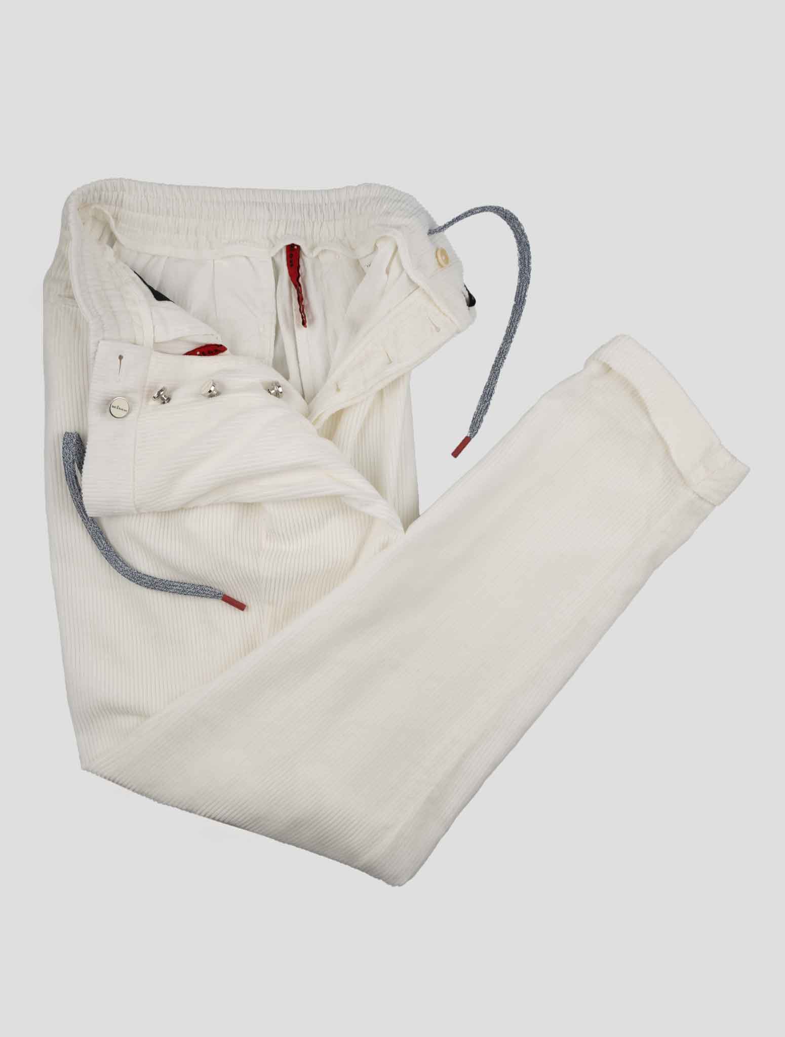 Kiton White Cotton Velvet Pants
