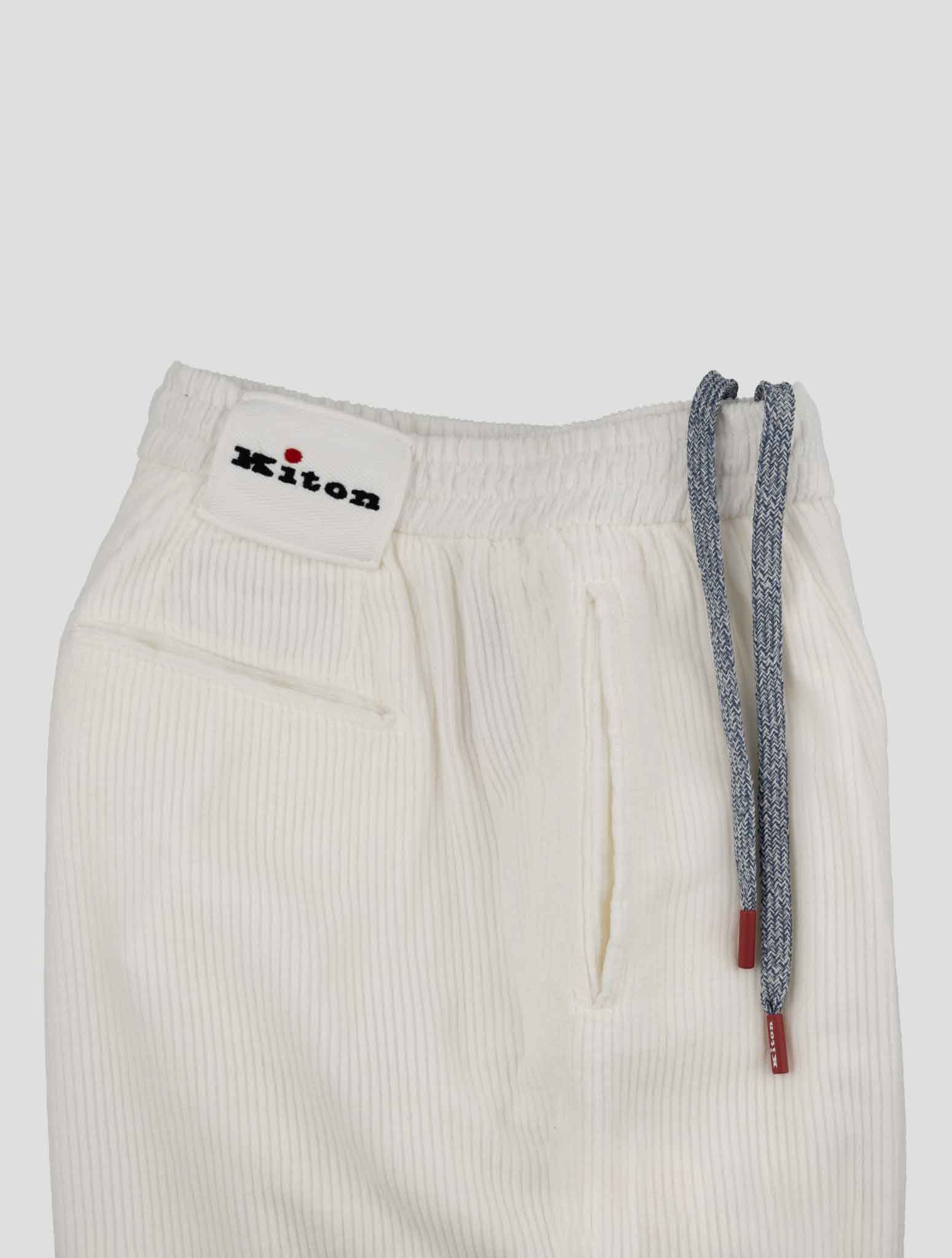 Kiton White Cotton Velvet Pants