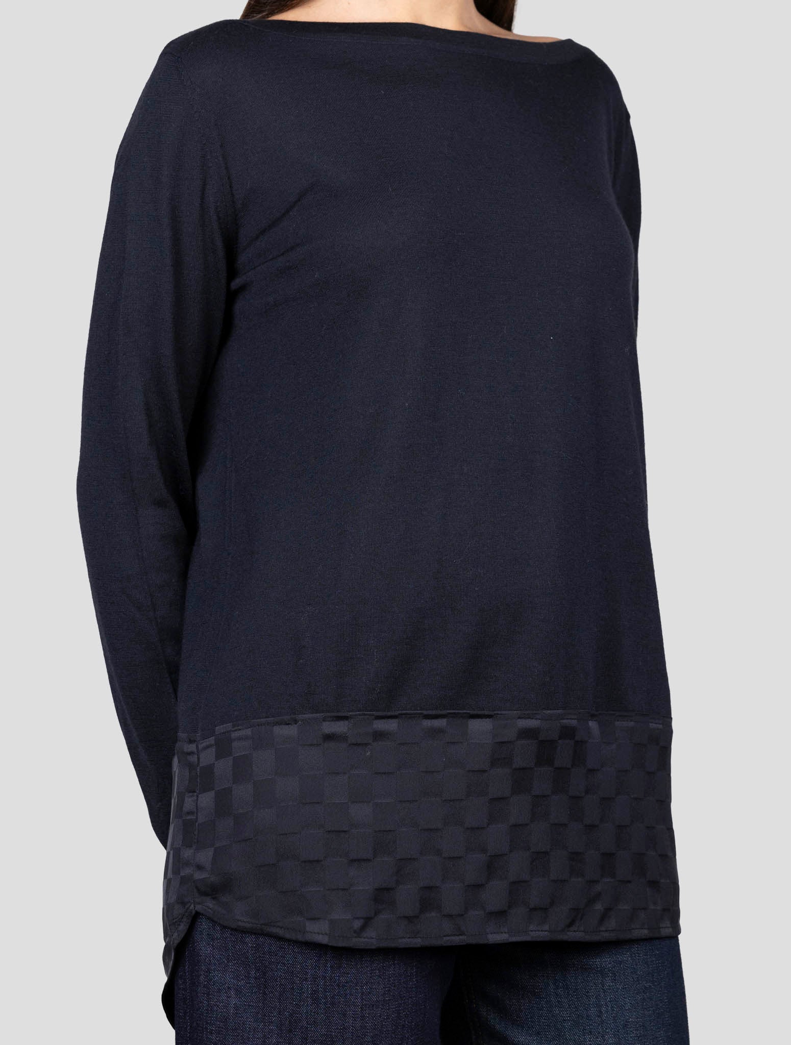 Kiton Black Cashmere Silk Sweater Crewneck
