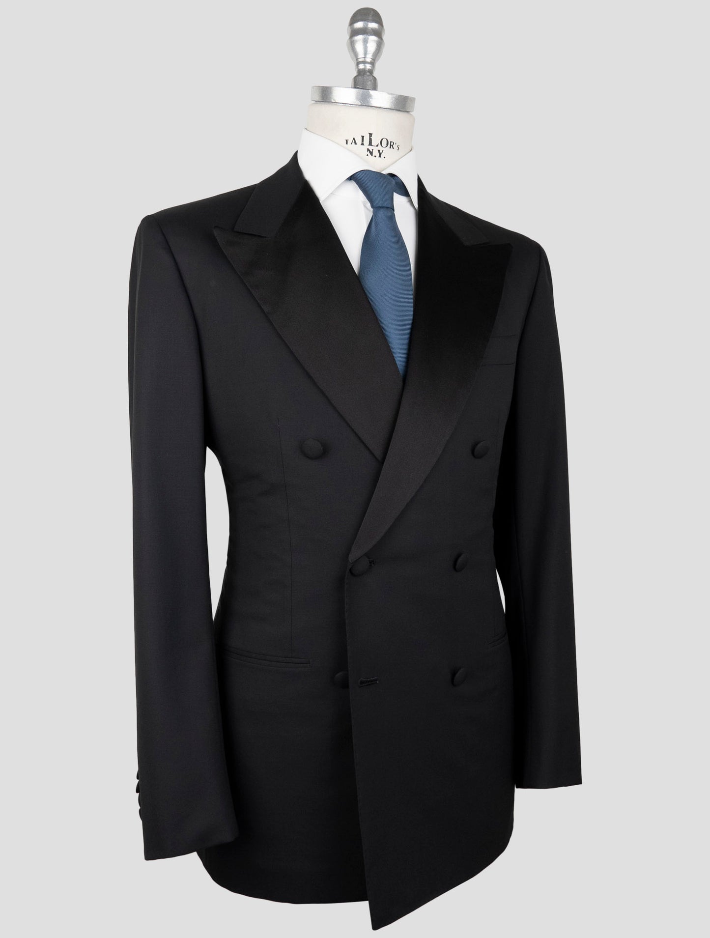 Kiton Black Wool Smoking Suit
