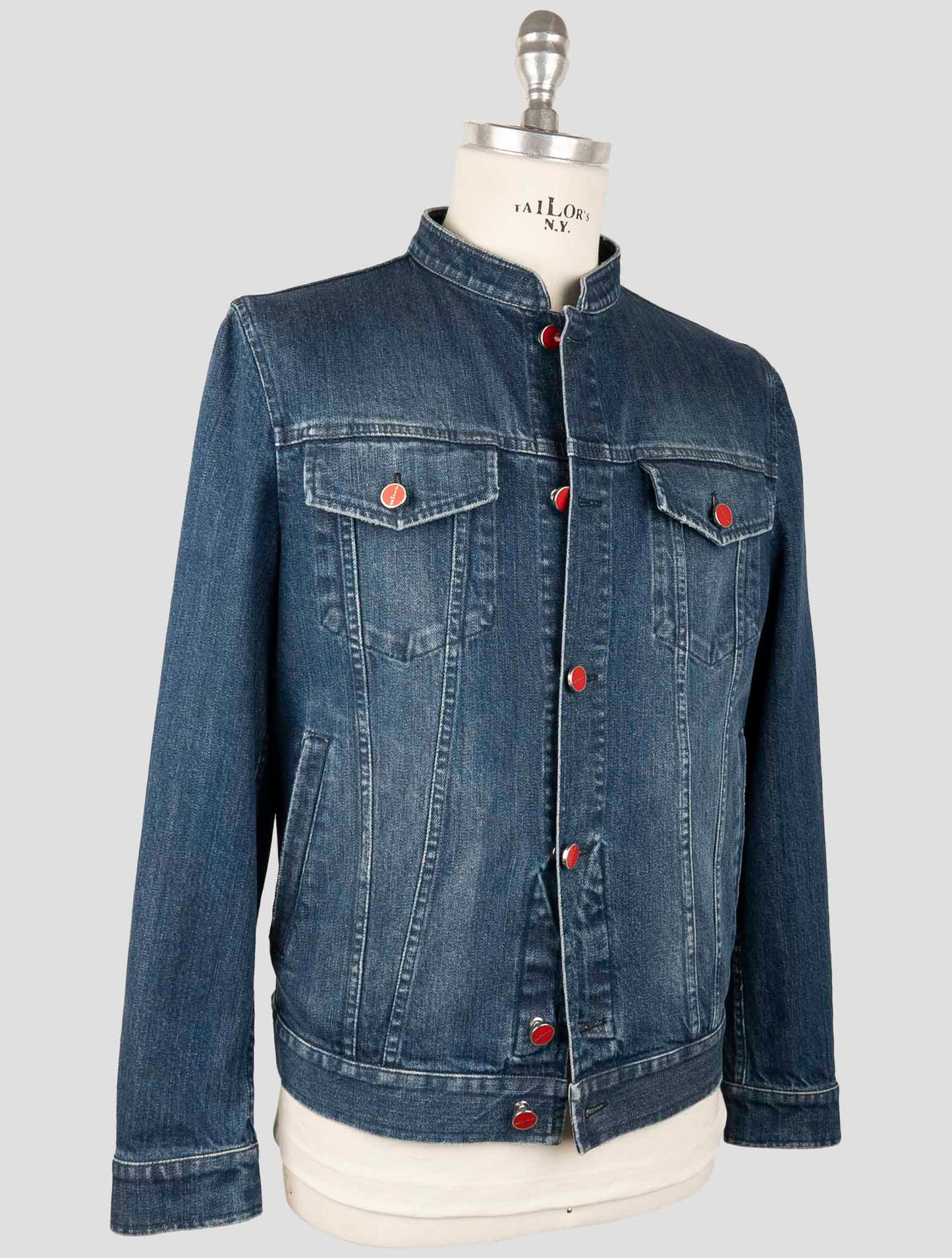 Kiton Blue Cotton Ea Coat