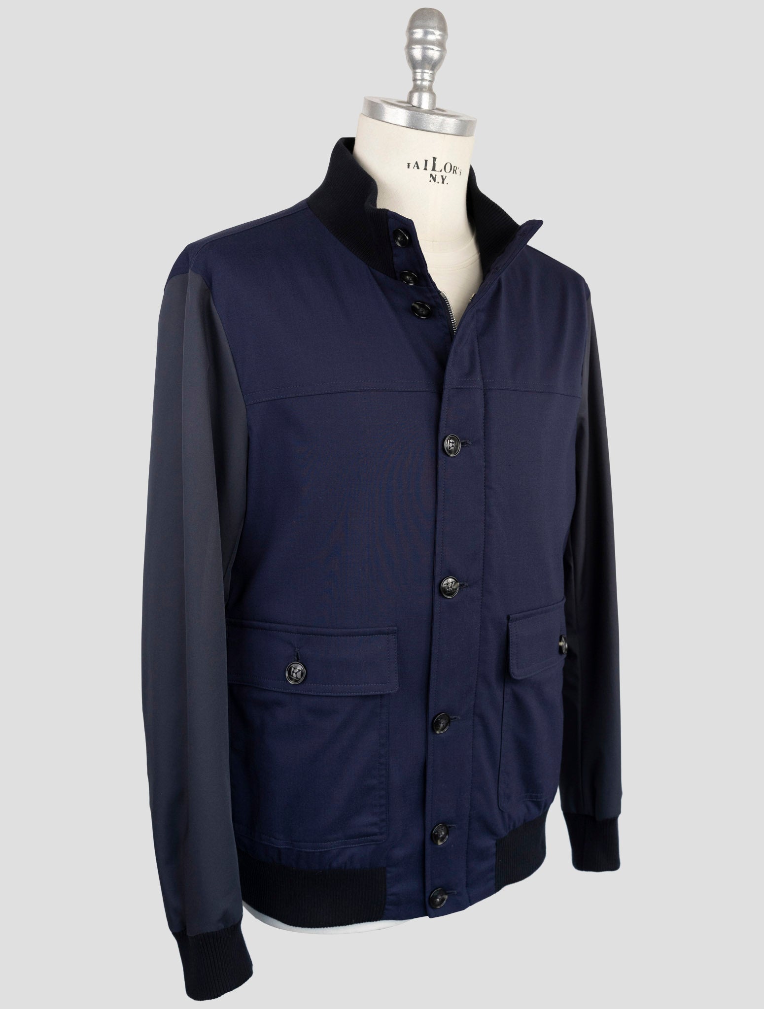 Kiton Blue Virgin Wool Pa Ea Coat