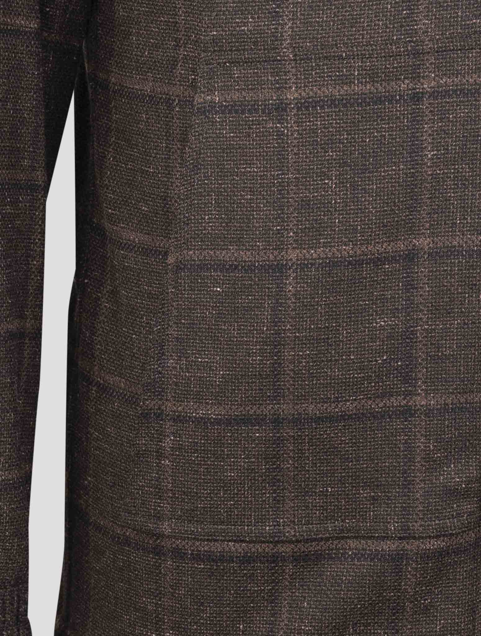 Kiton Brown Virgin Wool Linen Shirt Mariano