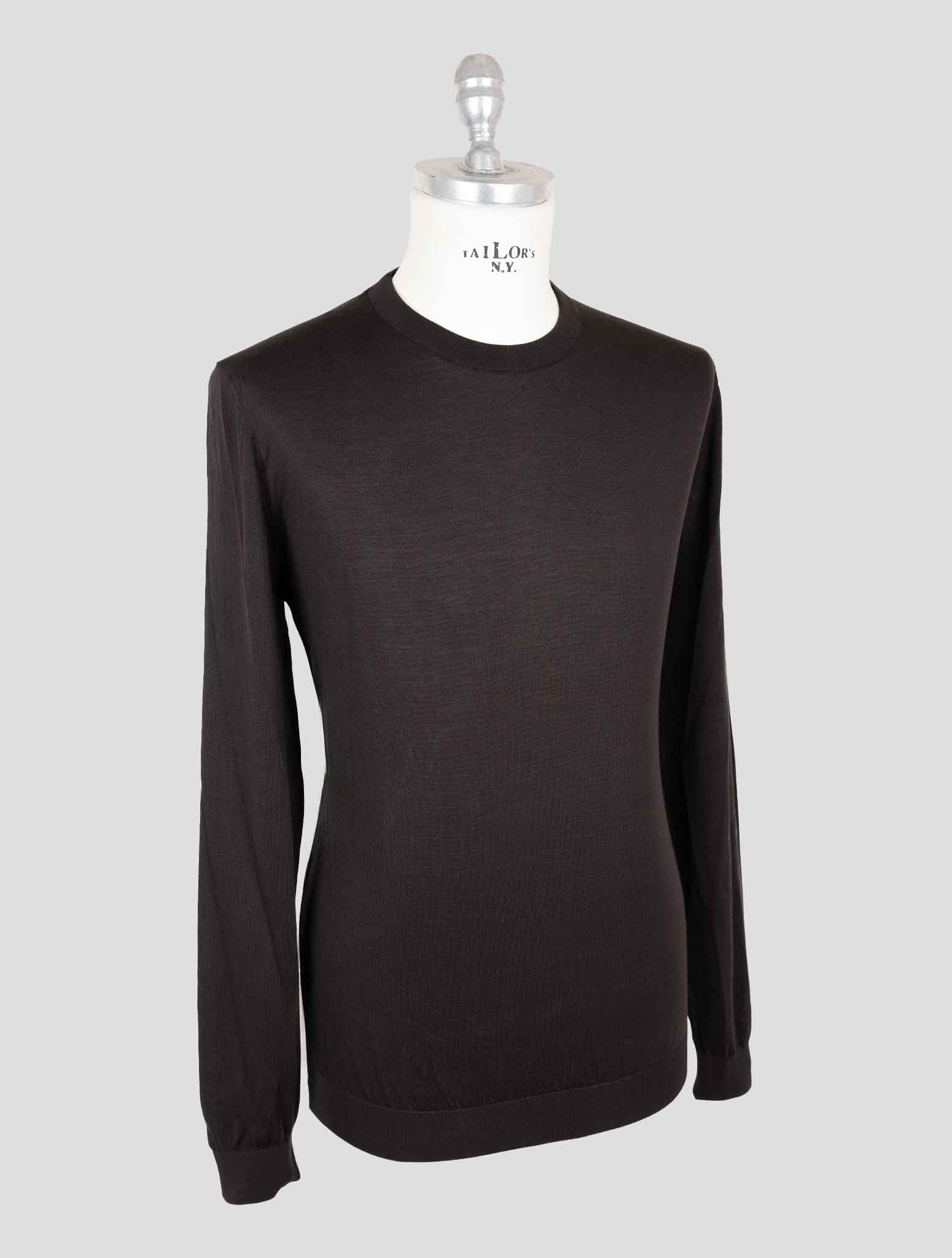 Kiton Brown Silk Sweater Crewneck