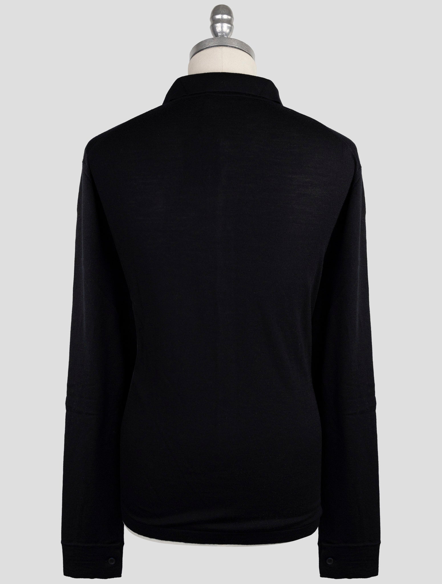 Kiton Knt Black Virgin Wool Silk Shirt