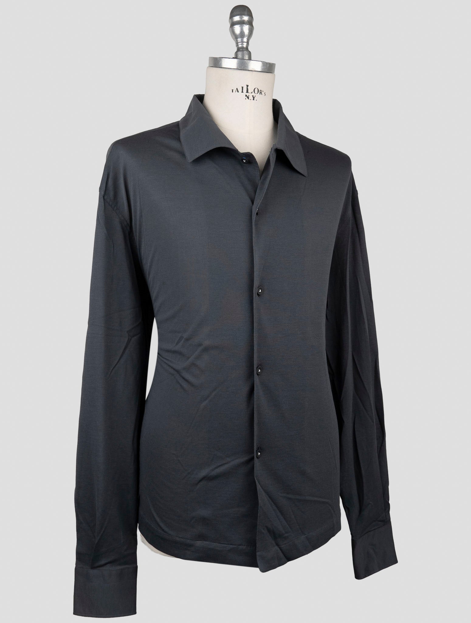 Kiton Knt Blue Cotton Shirt