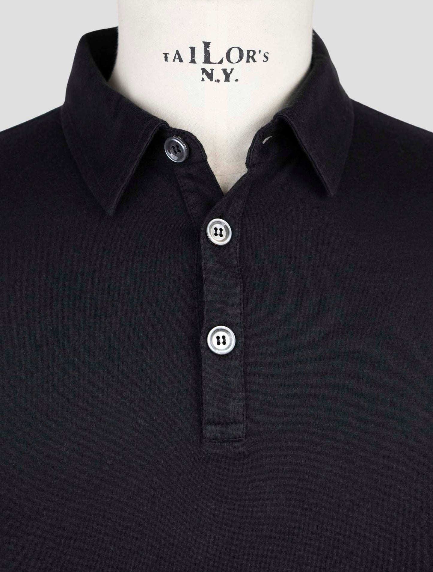 Kiton Black Cotton Cashmere Sweater Polo