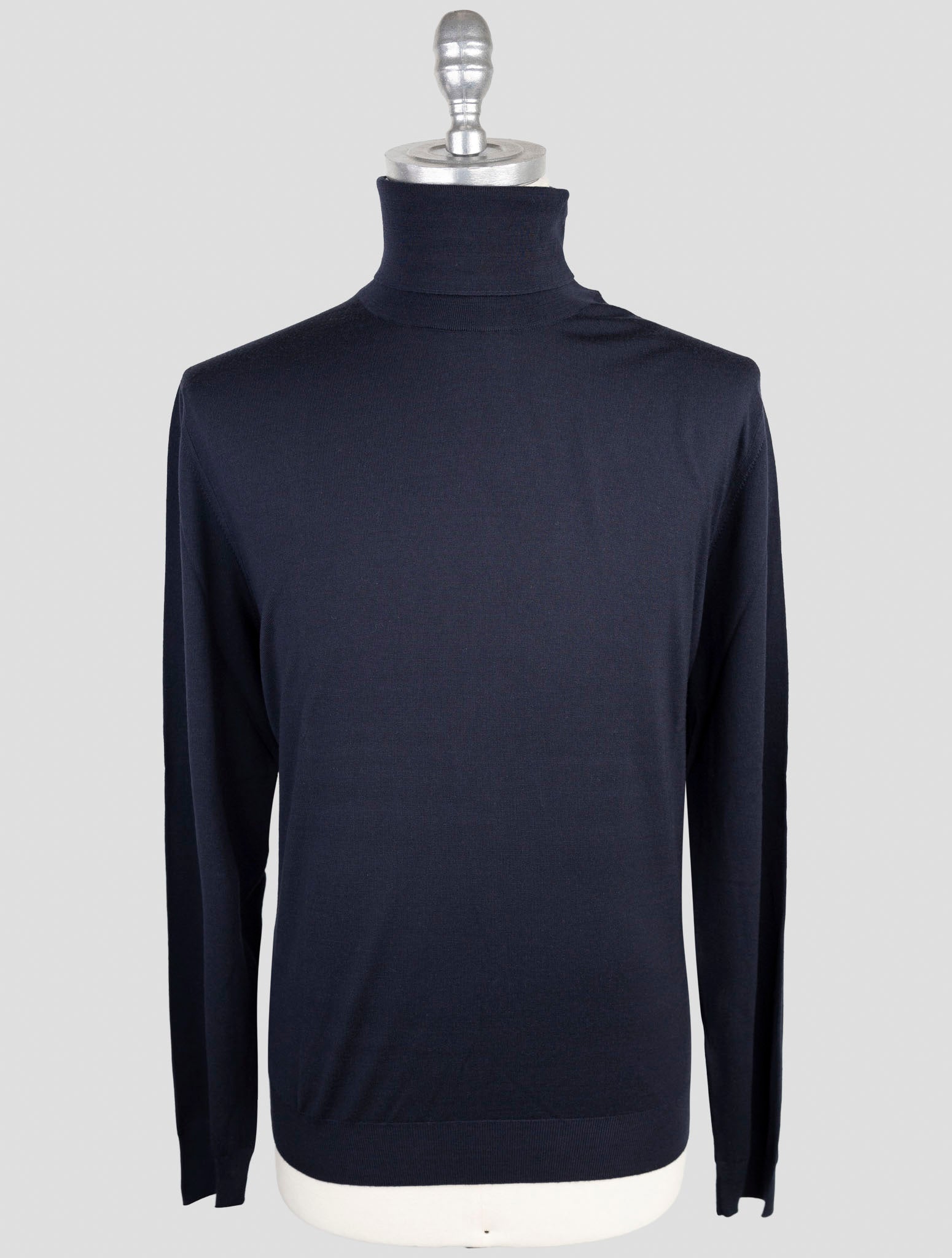 Kiton Blue Wool Sweater Turtleneck