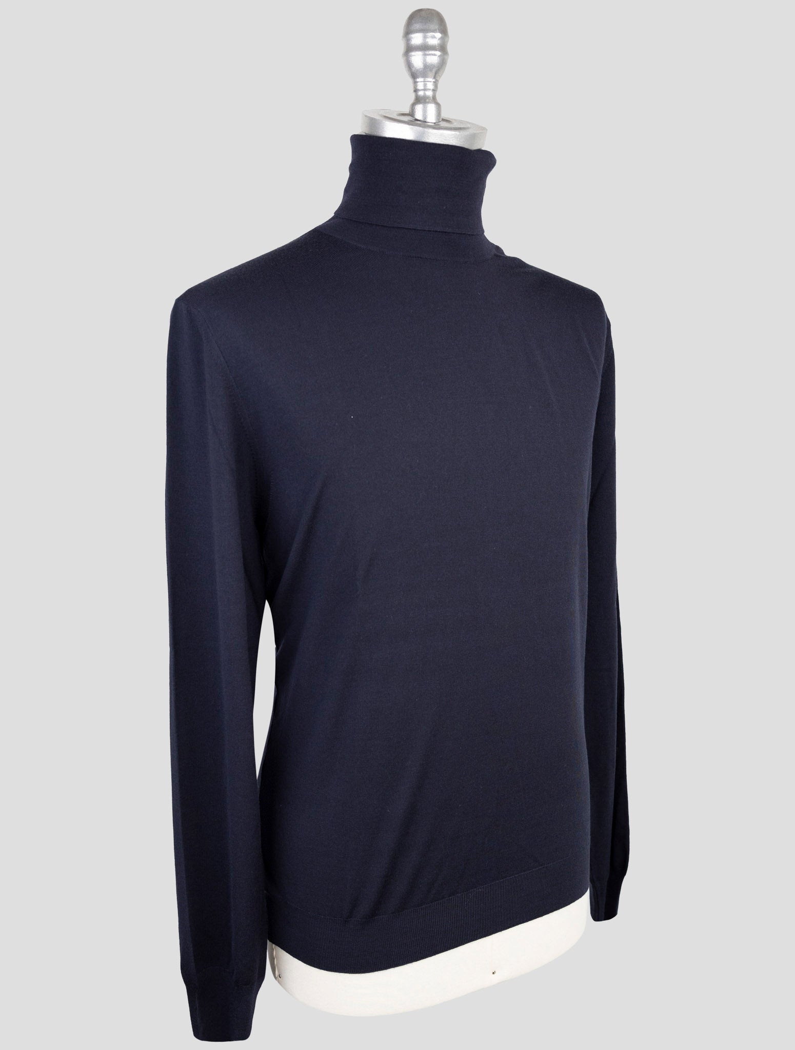 Kiton Blue Wool Sweater Turtleneck