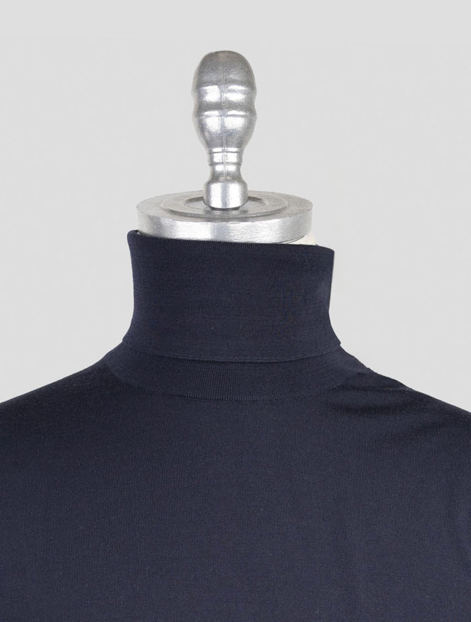 Kiton Blue Wool Sweater Turtleneck