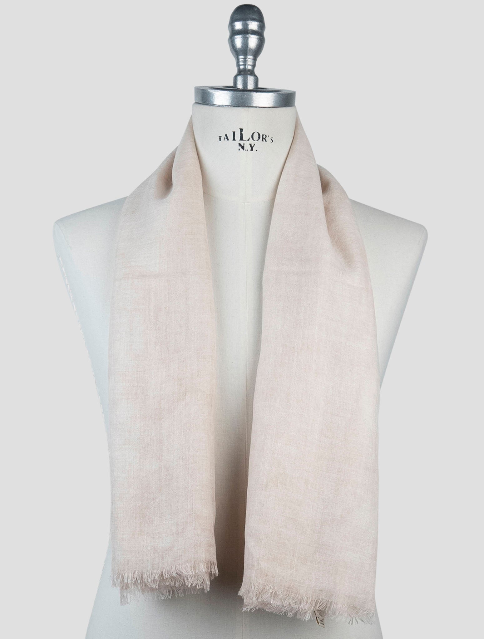 Kiton Beige Cashmere Scarf draped