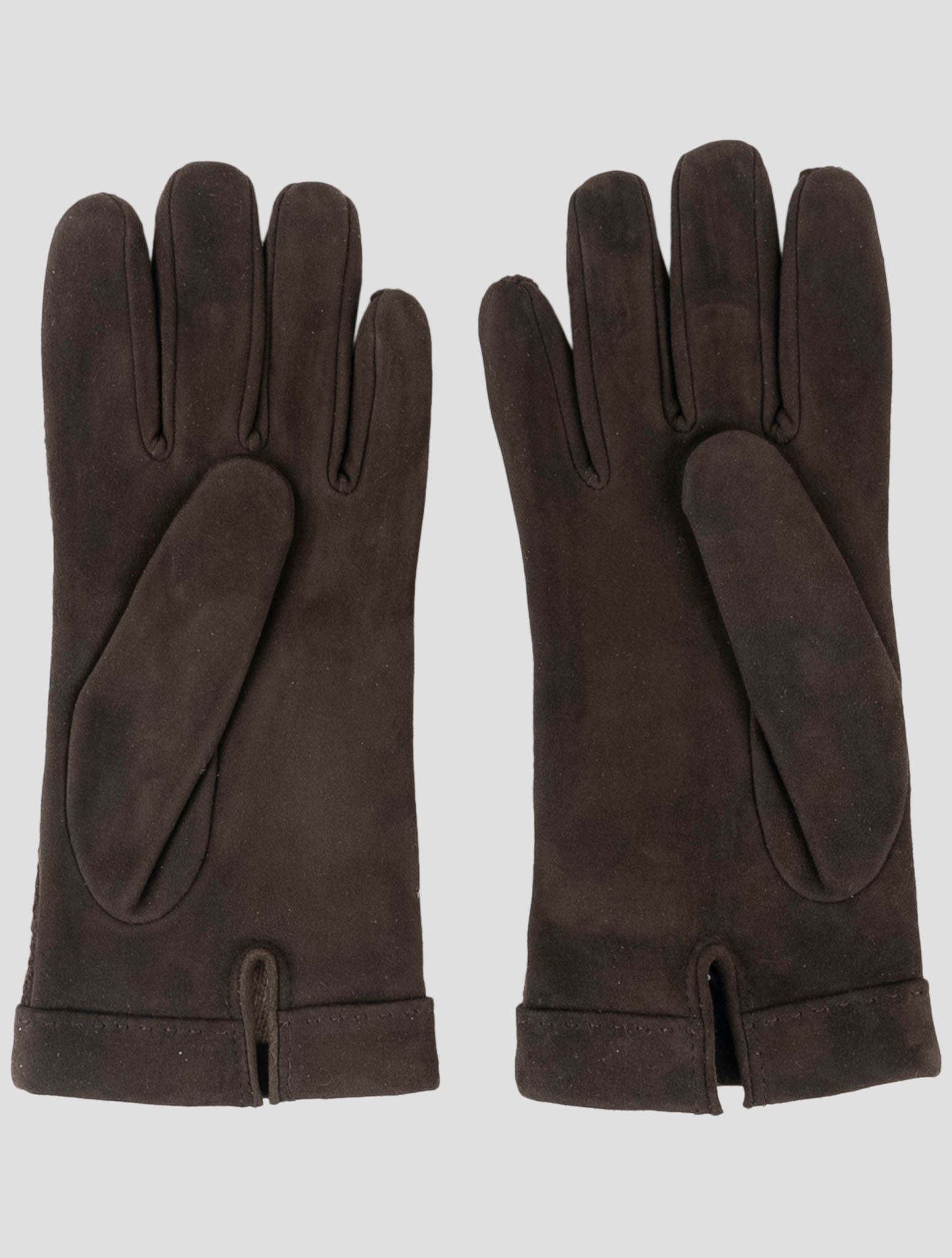 Kiton Brown Leather Suede Cashmere Gloves