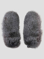 Kiton Gray White Leather Fox Gloves