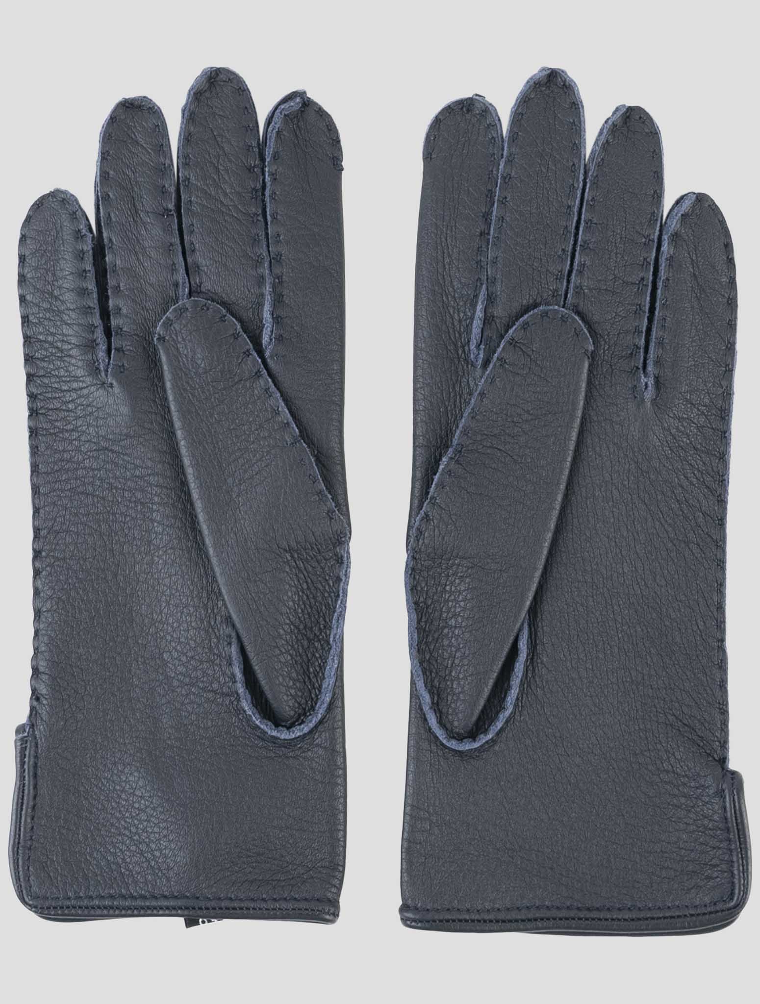 Kiton Blue Leather Gloves