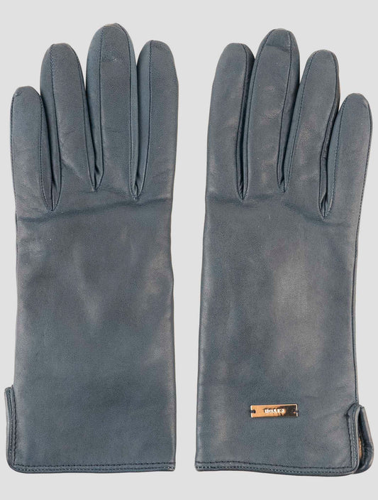 Kiton Blue Leather Gloves