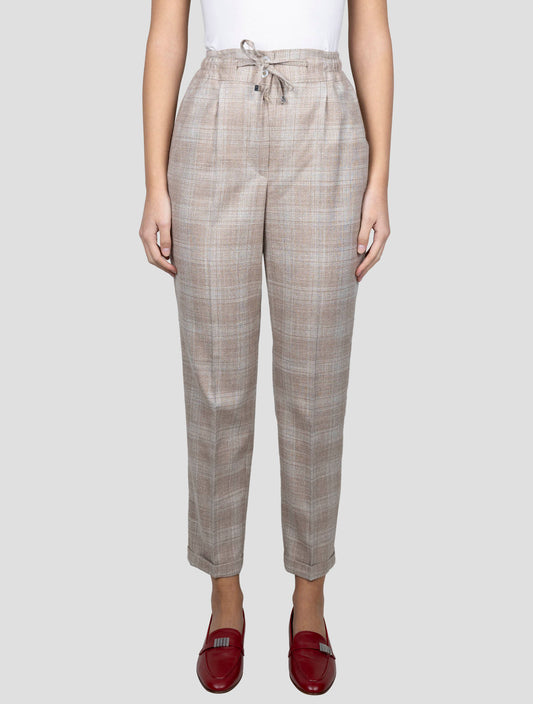 Kiton Beige Cashmere Virgin Wool Silk Linen Pants