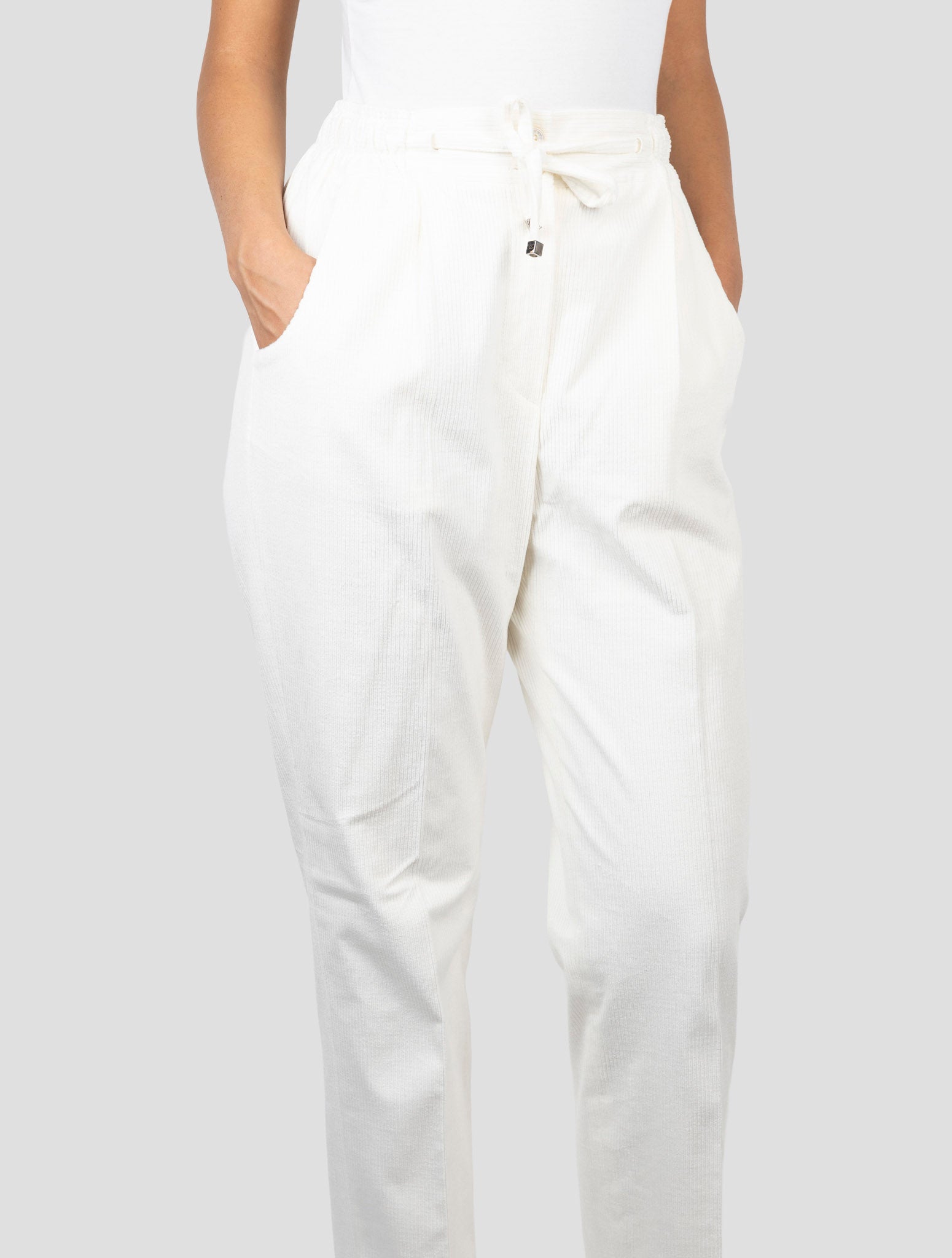 Kiton White Cotton Cashmere Ea Pants