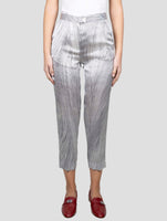 Kiton White Blue Silk Pants