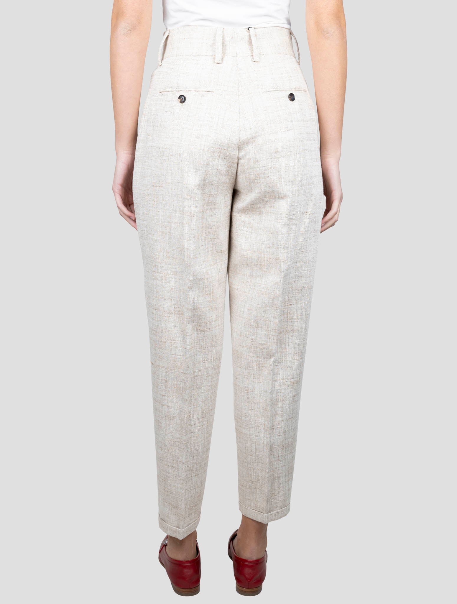 Kiton Beige Silk Linen Pl Pants