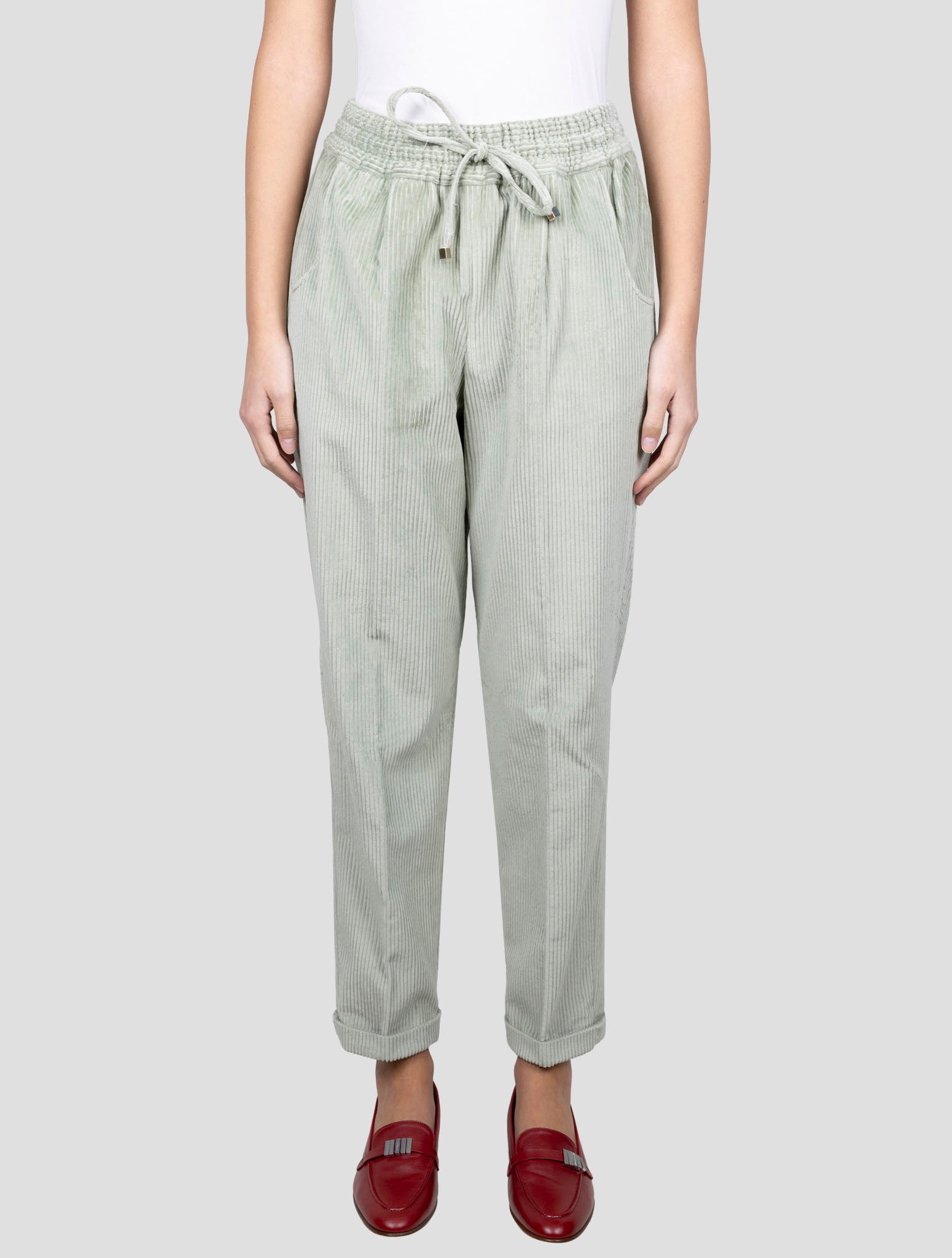 Kiton Green Cotton Velvet Pants