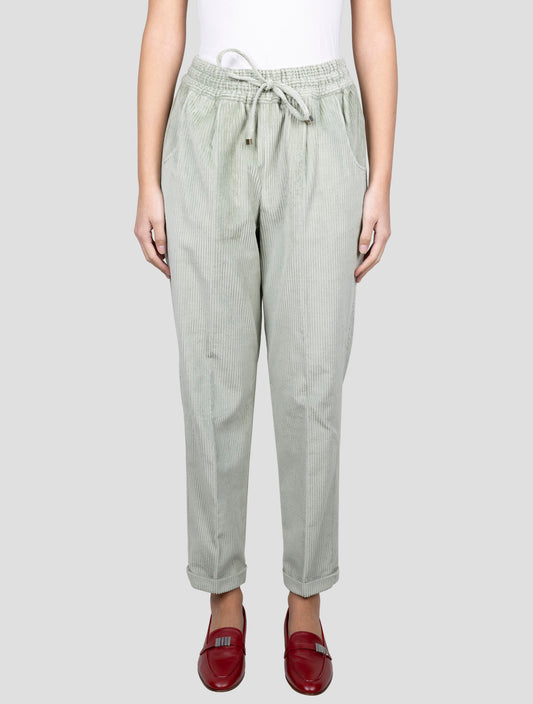 Kiton Green Cotton Velvet Pants