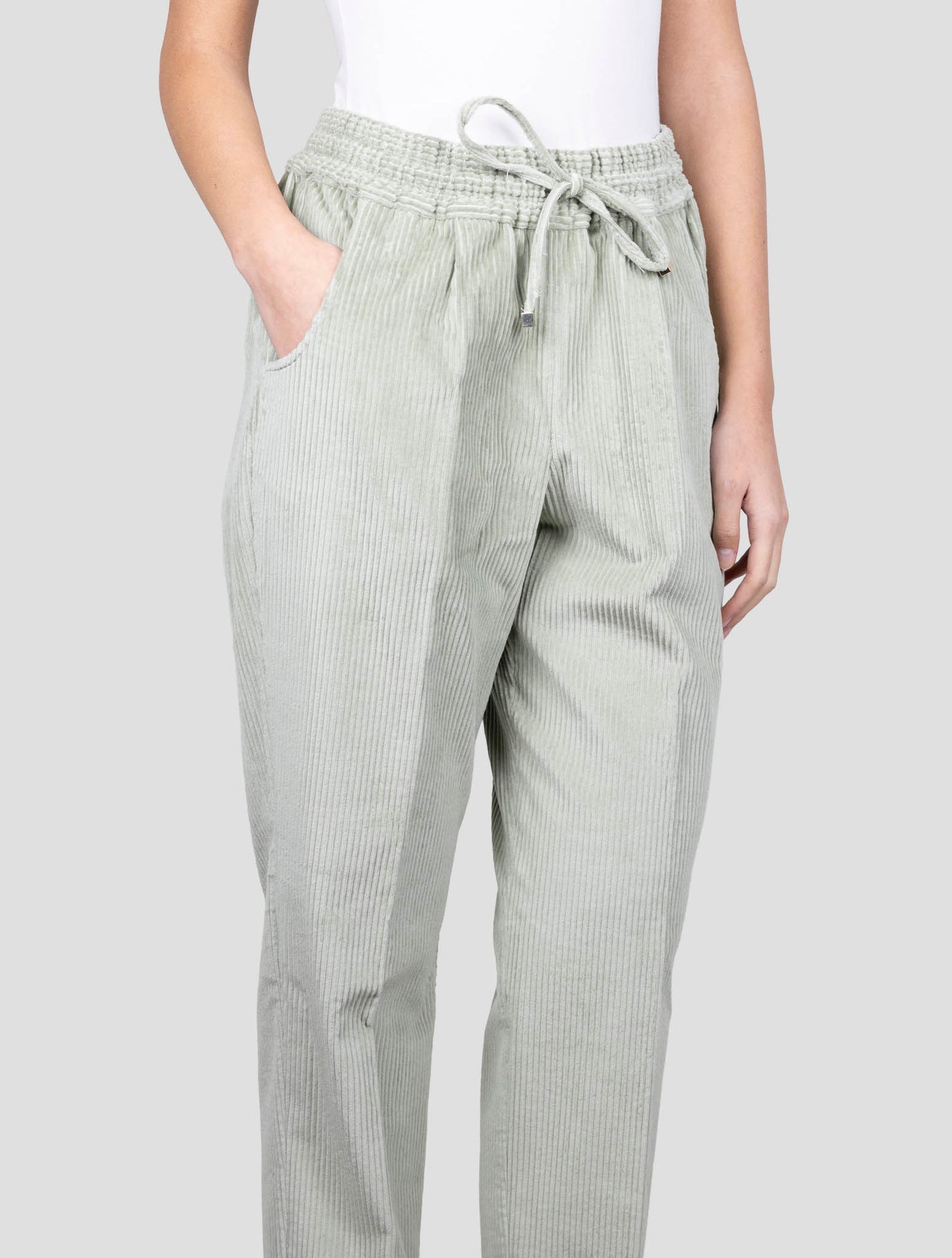 Kiton Green Cotton Velvet Pants