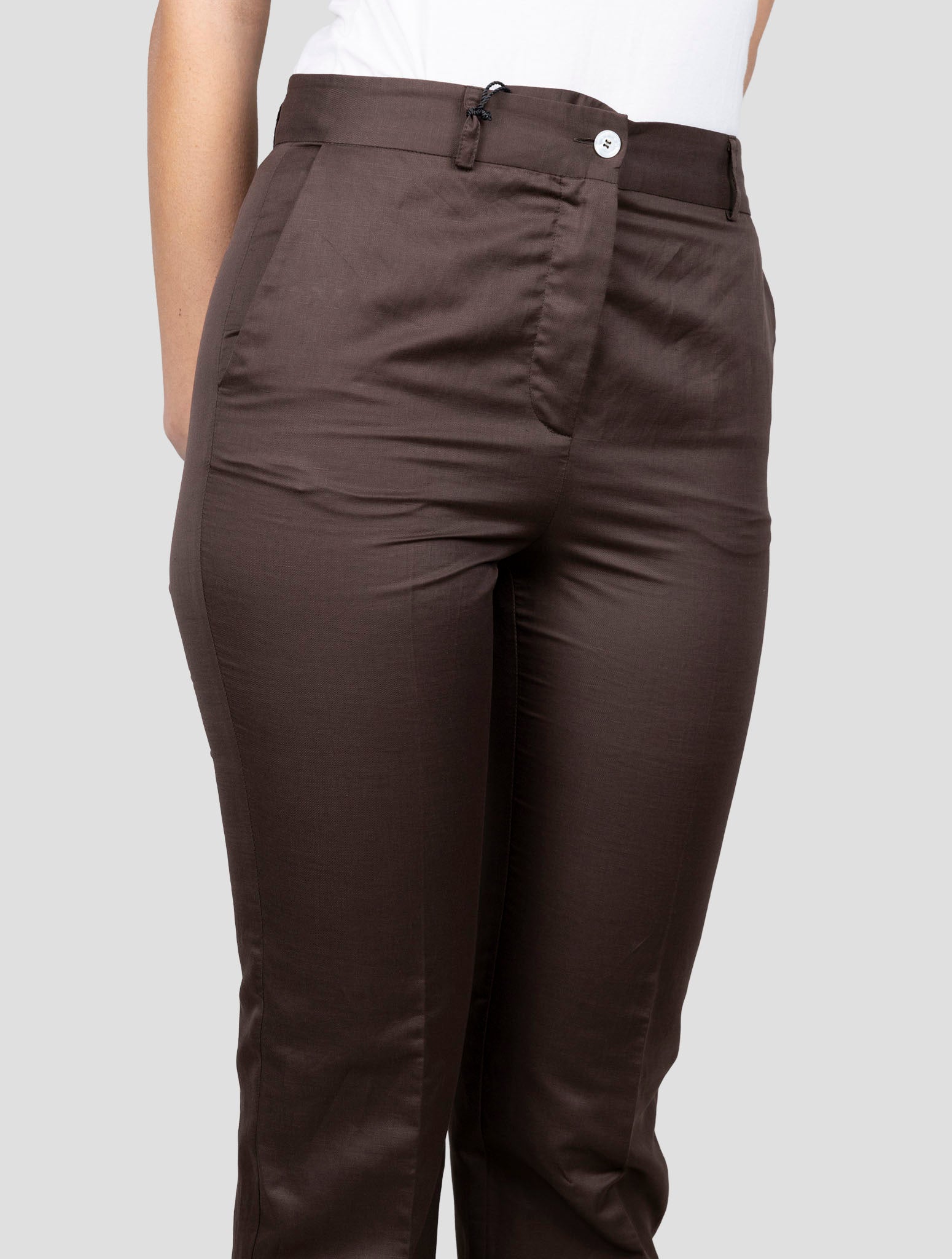 Kiton Brown Cotton Linen Pants