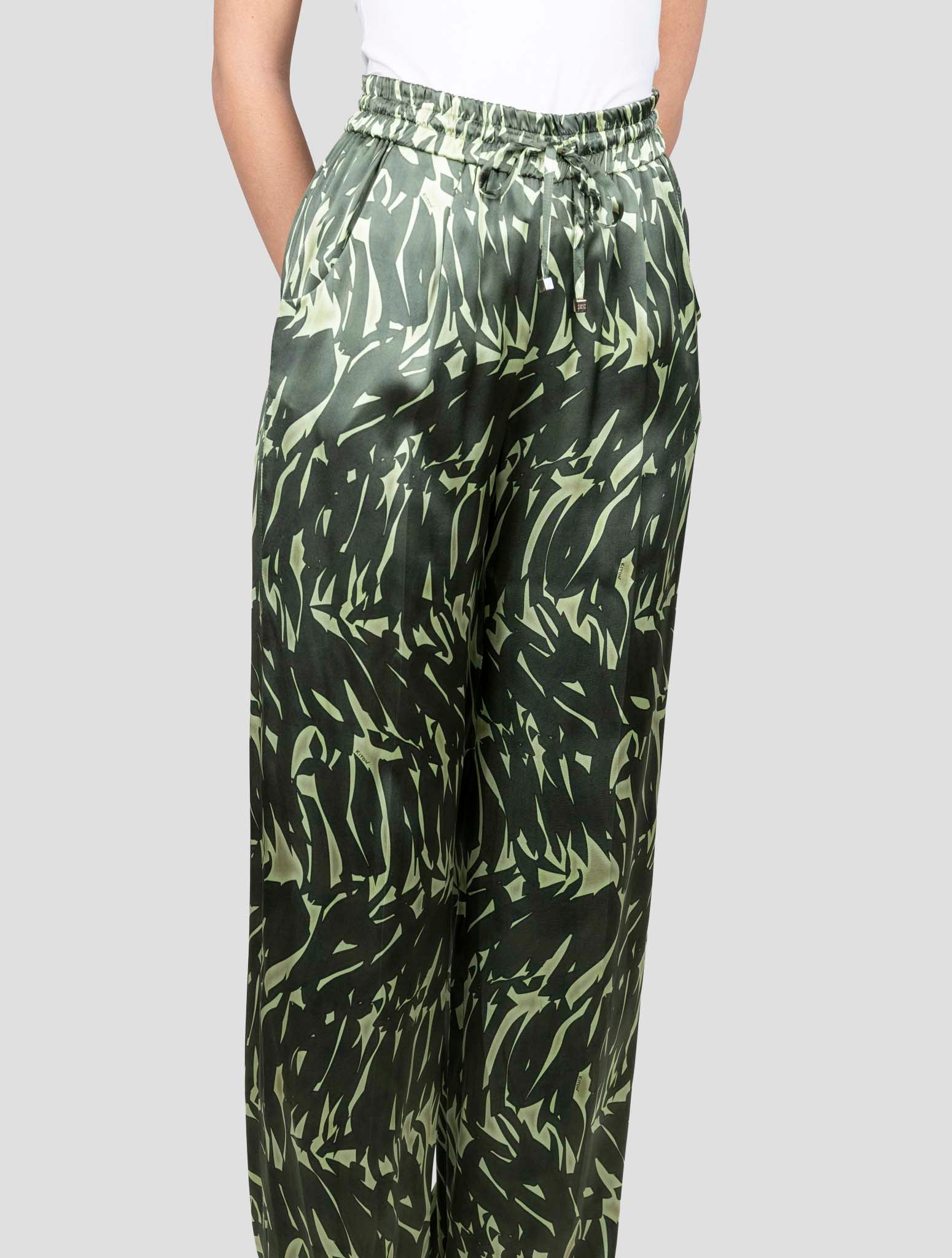 Kiton Green Silk Pants