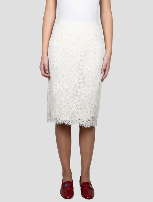 Kiton White Cotton Viscose Pa Skirt