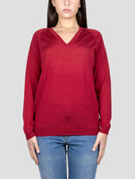 Kiton Burgundy Cashmere Silk Sweater V-Neck
