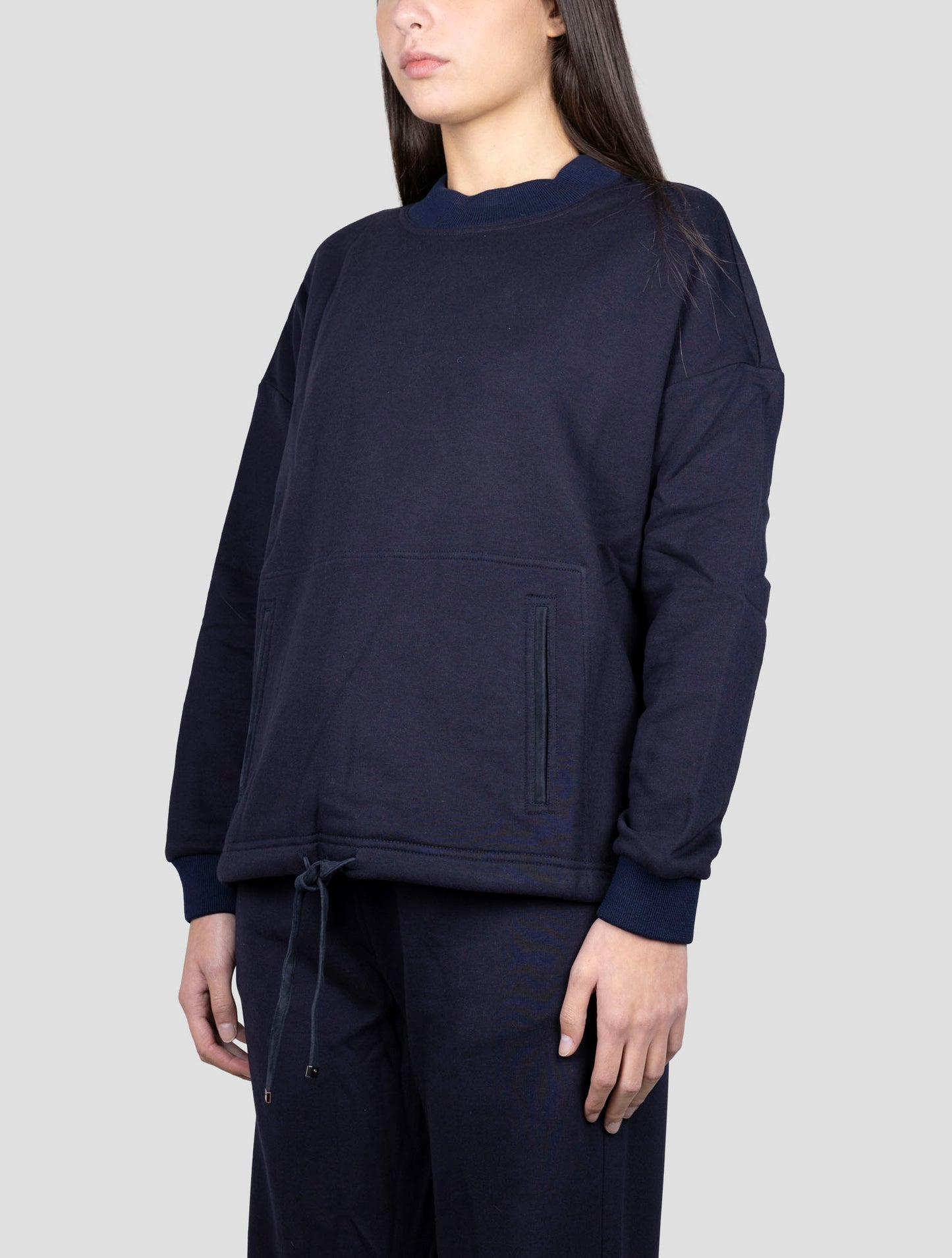 Kiton Blue Cotton Cashmere Sweater Crewneck