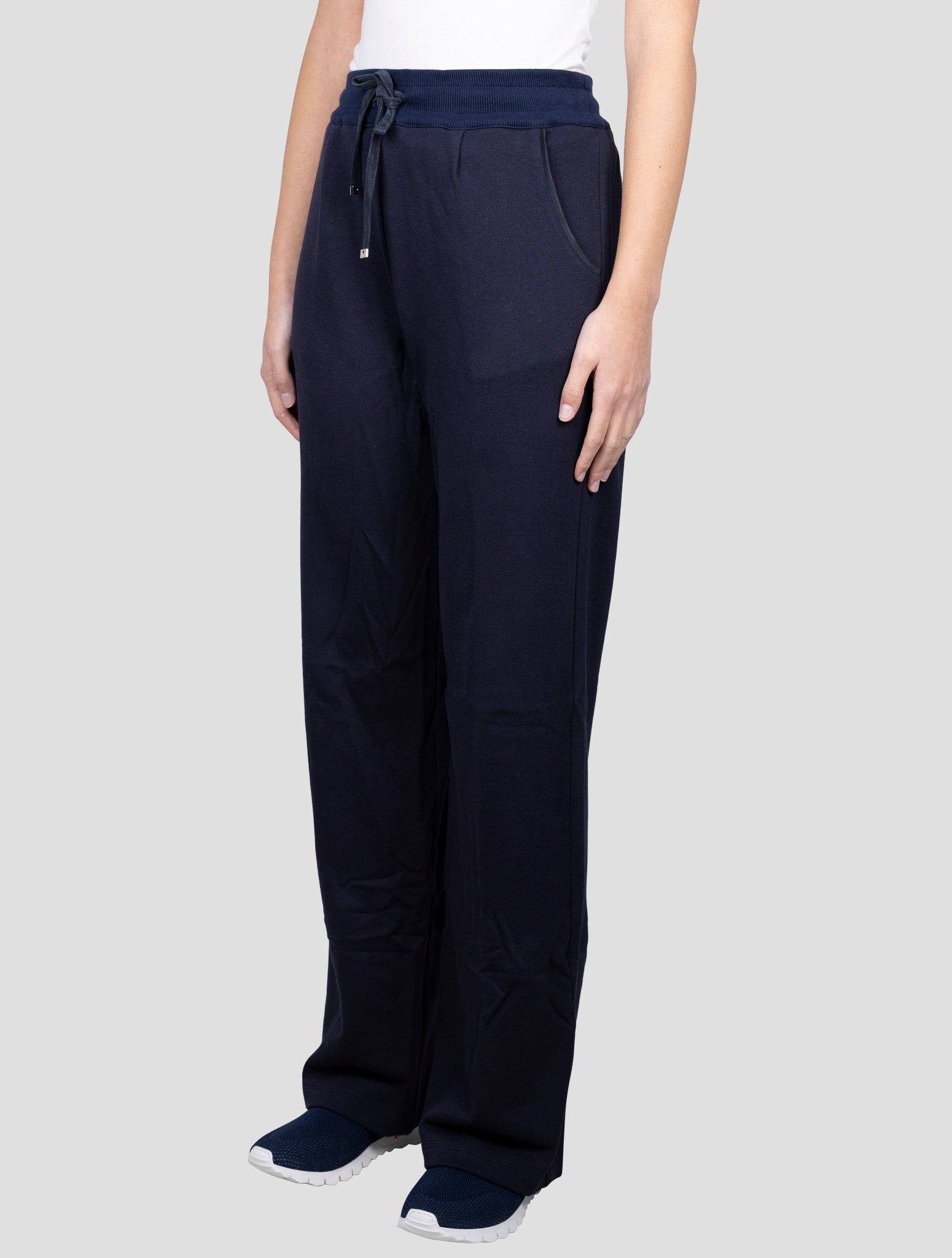 Kiton Blue Cotton Cashmere Pants - side view