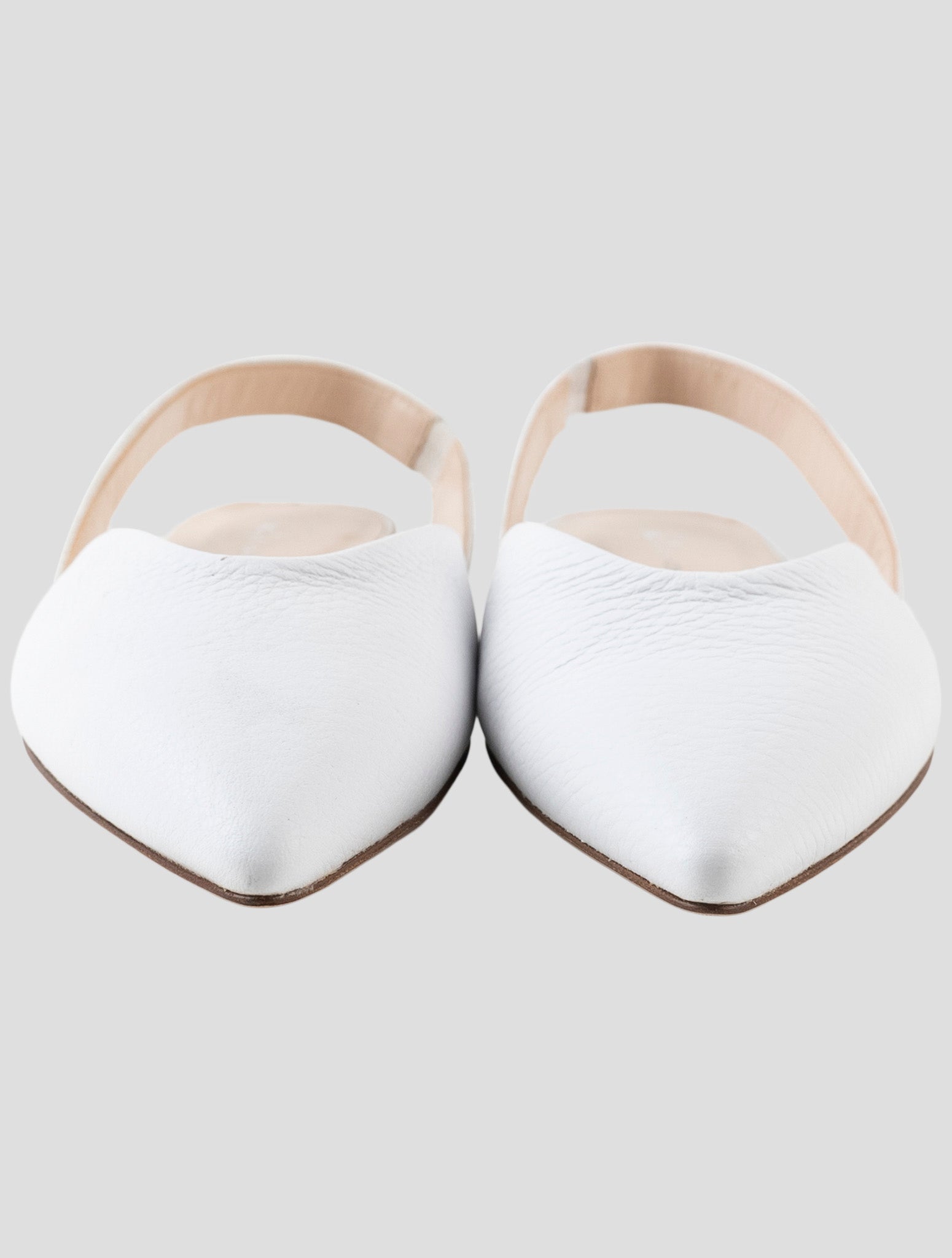 Kiton White Leather Slingback