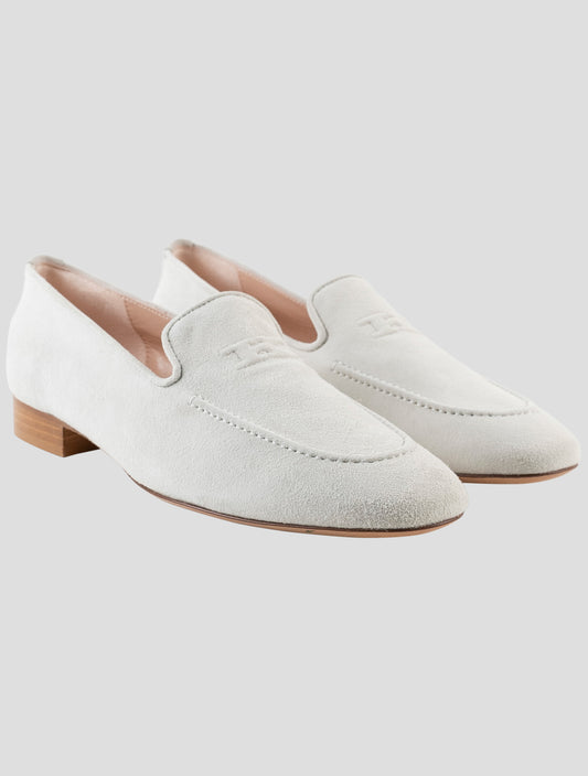 Kiton Beige Leather Suede  Loafers