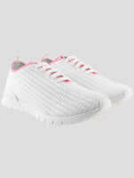 Kiton White Pink Cotton Ea Sneakers