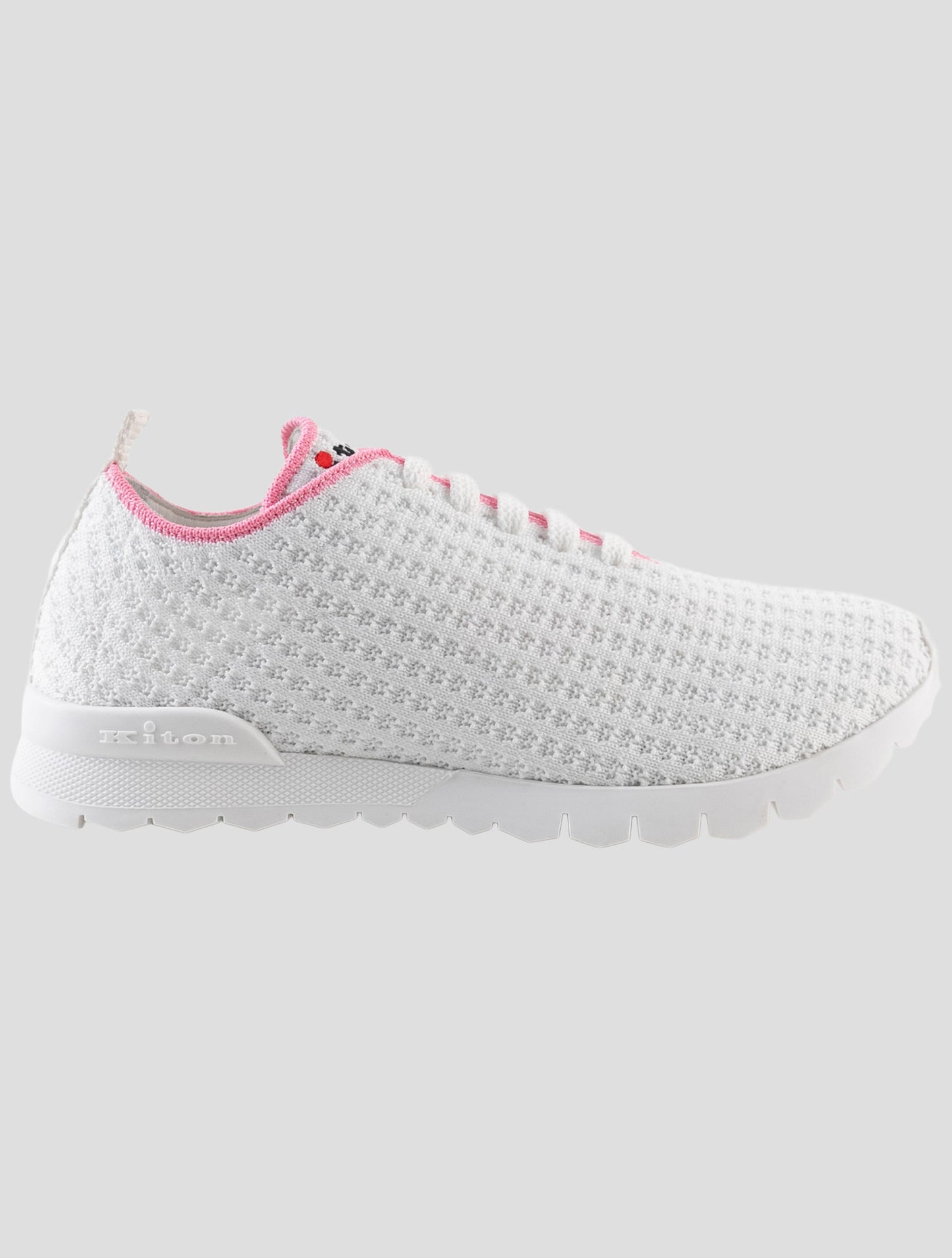 Kiton White Pink Cotton Ea Sneakers