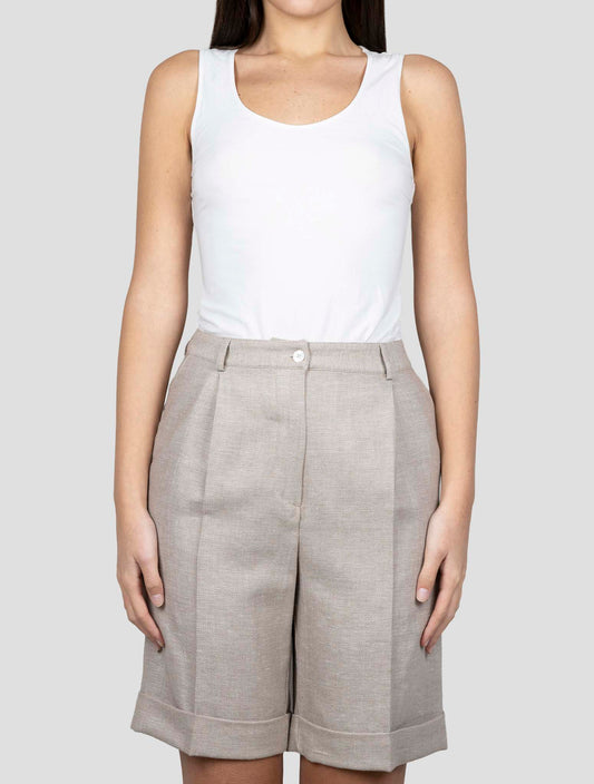 Kiton Beige Silk Linen Cotton Pl Short Pants