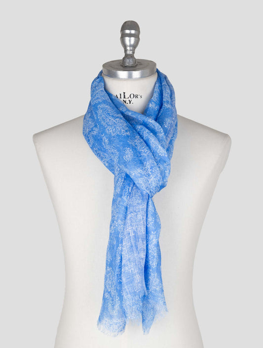 Kiton Blue Linen Scarf