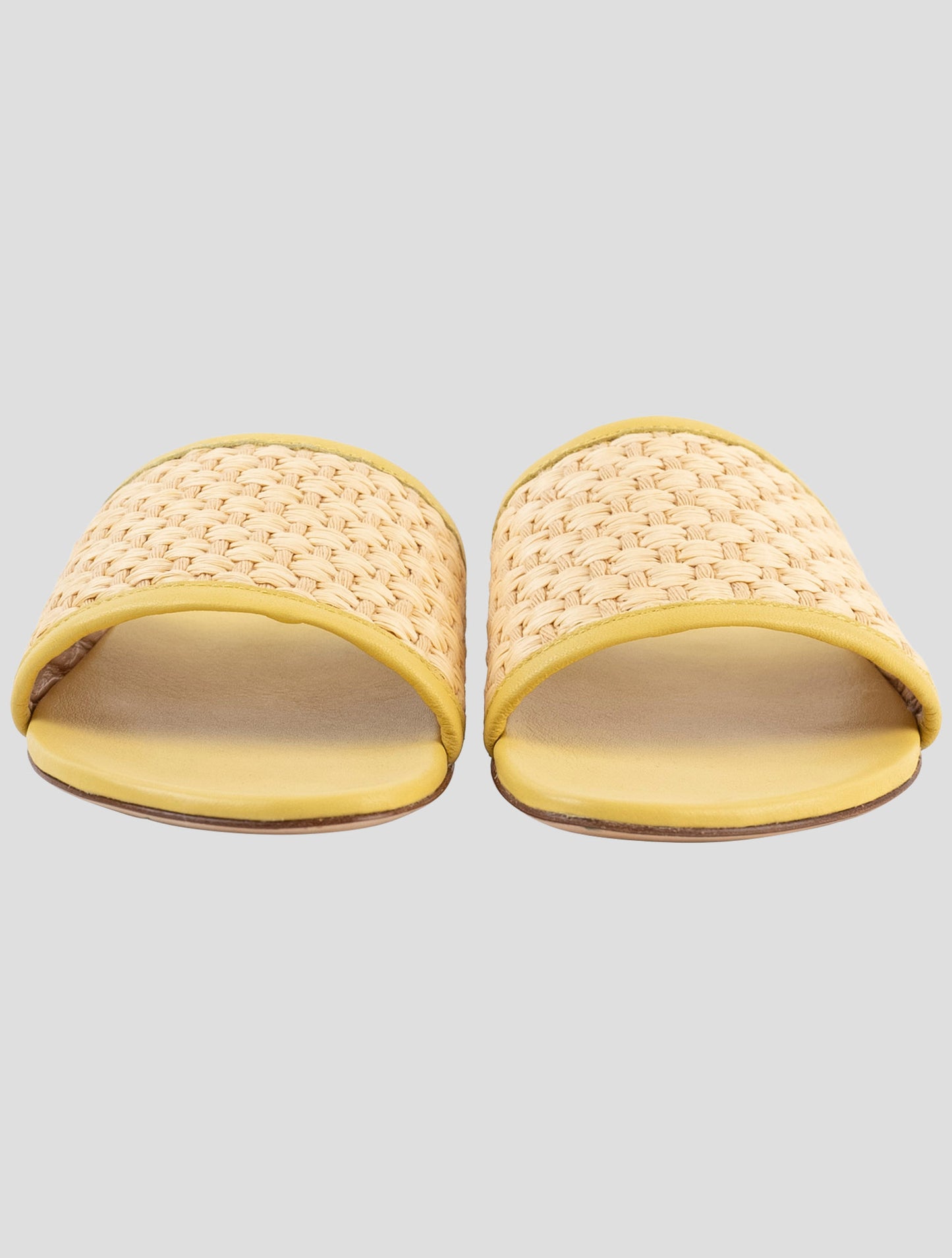 Kiton Yellow Brown Canvas Leather Sandals