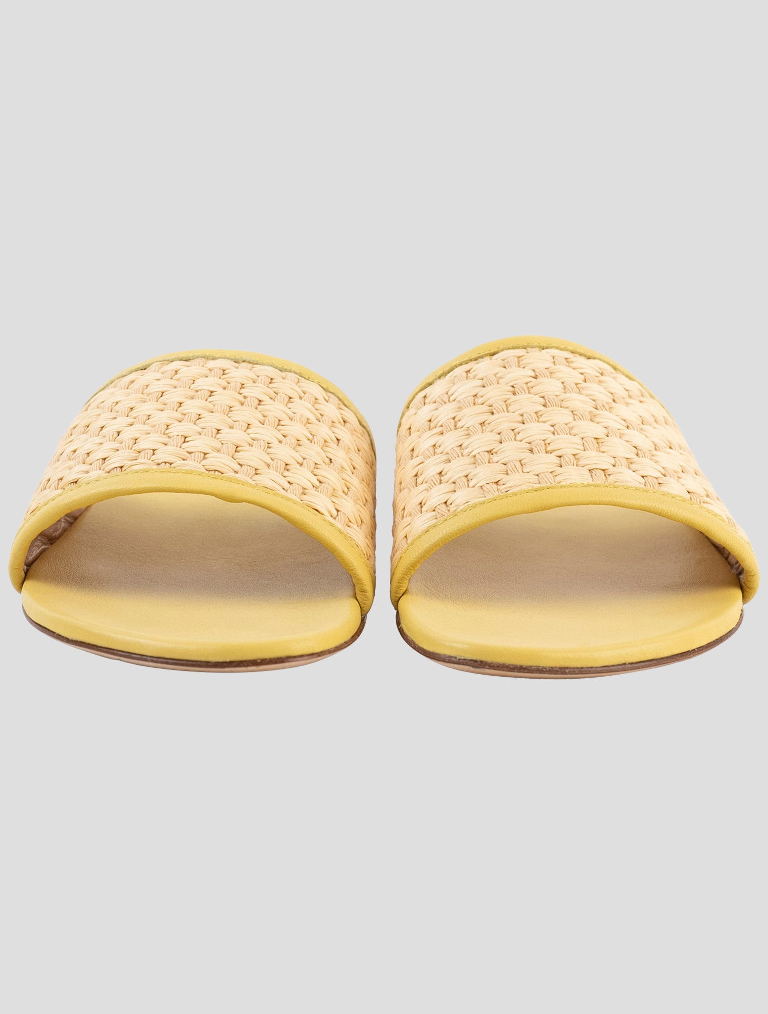 Kiton Yellow Brown Canvas Leather Sandals