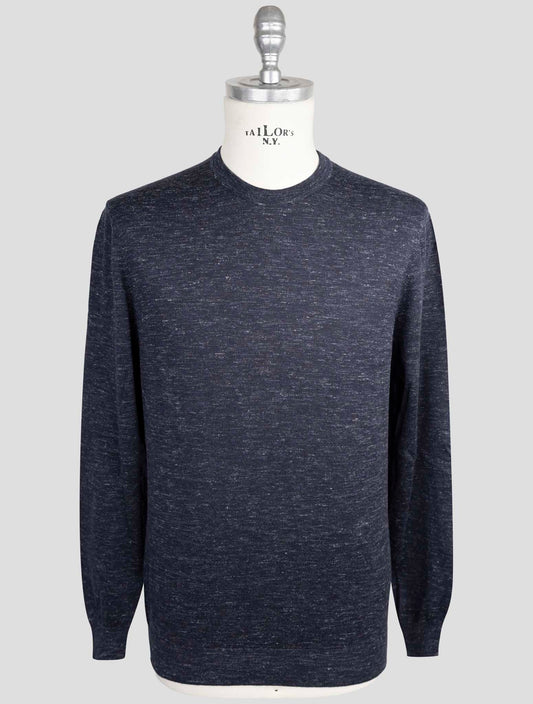 Kiton Gray Cashmere Silk Linen Sweater Crewneck