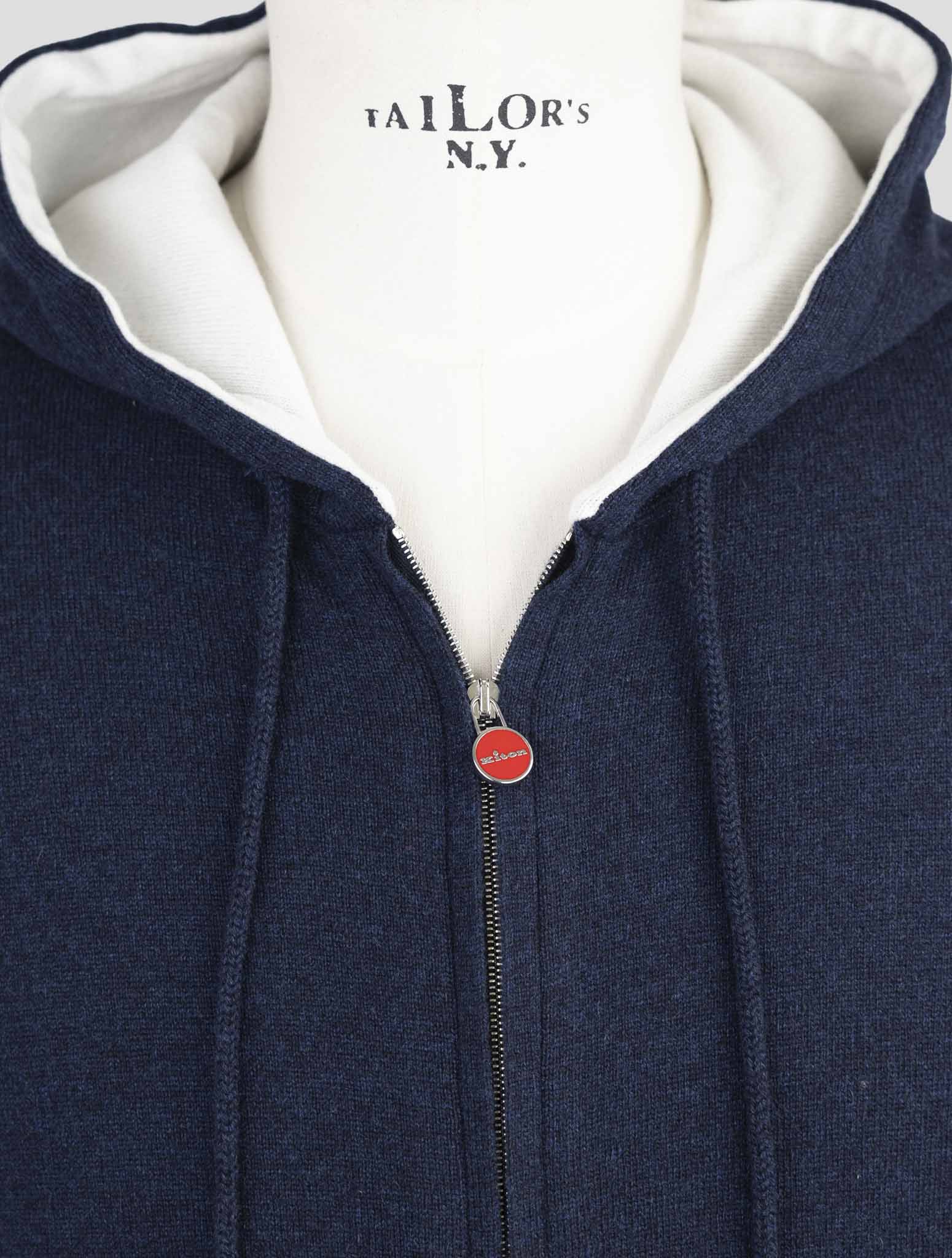 Kiton Blue Cashmere Sweater Full Zip