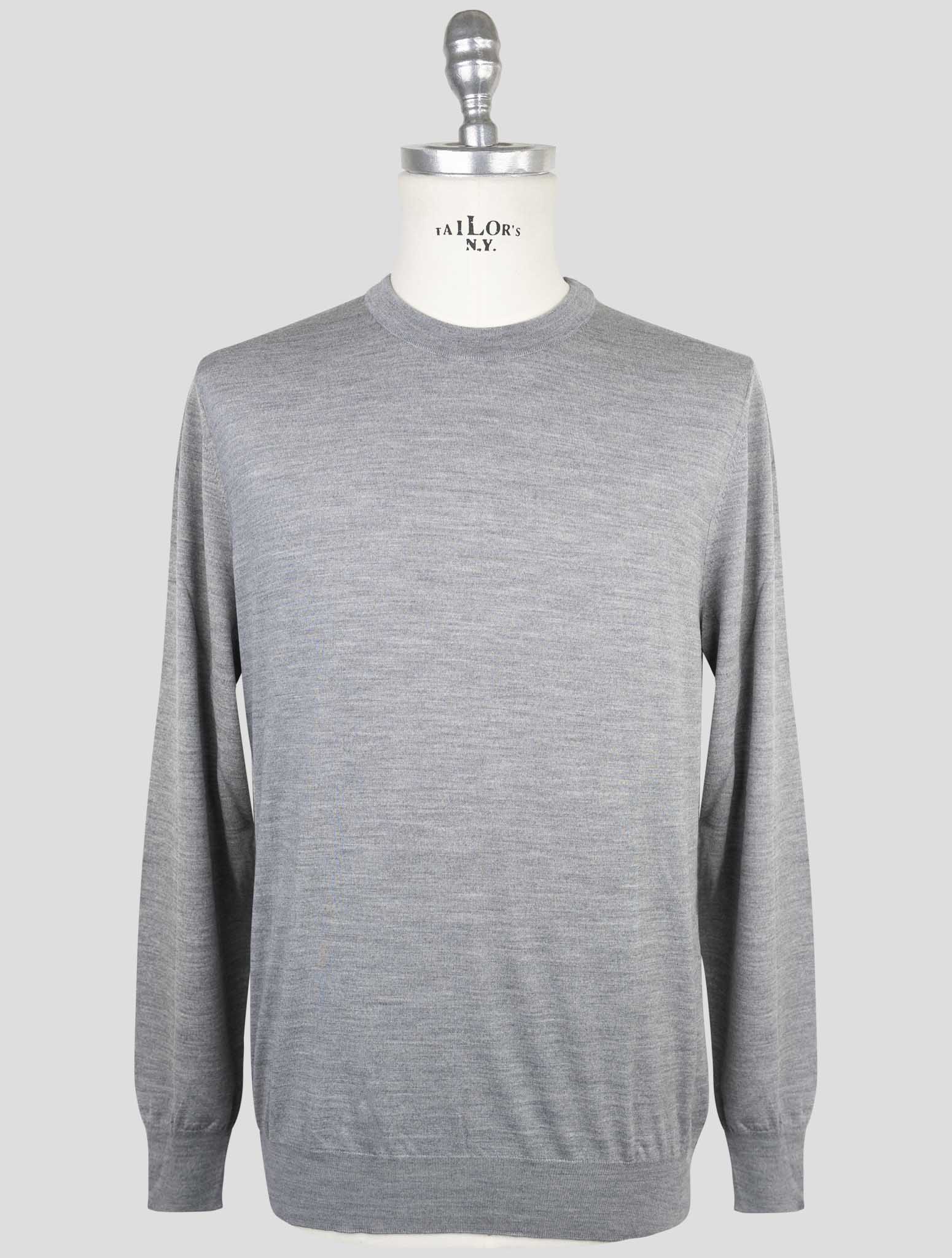 Kiton Gray Wool Sweater Crewneck