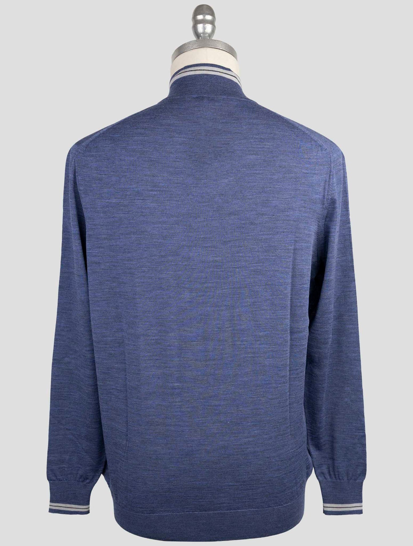 Kiton Blue Wool Sweater Full Zip